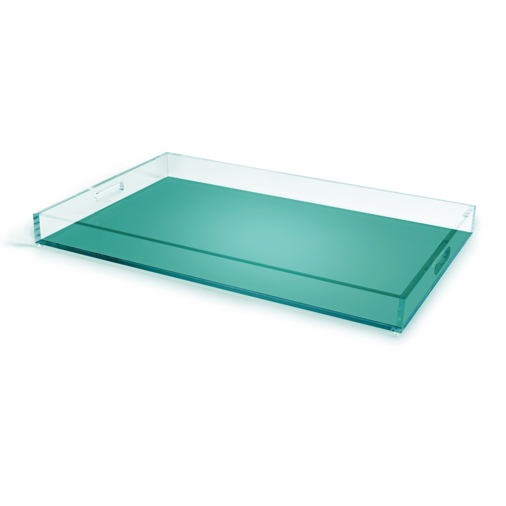 neon color acrylic serving decorative lucite tray handles modern clear teal WWS_T2120_AT_00002