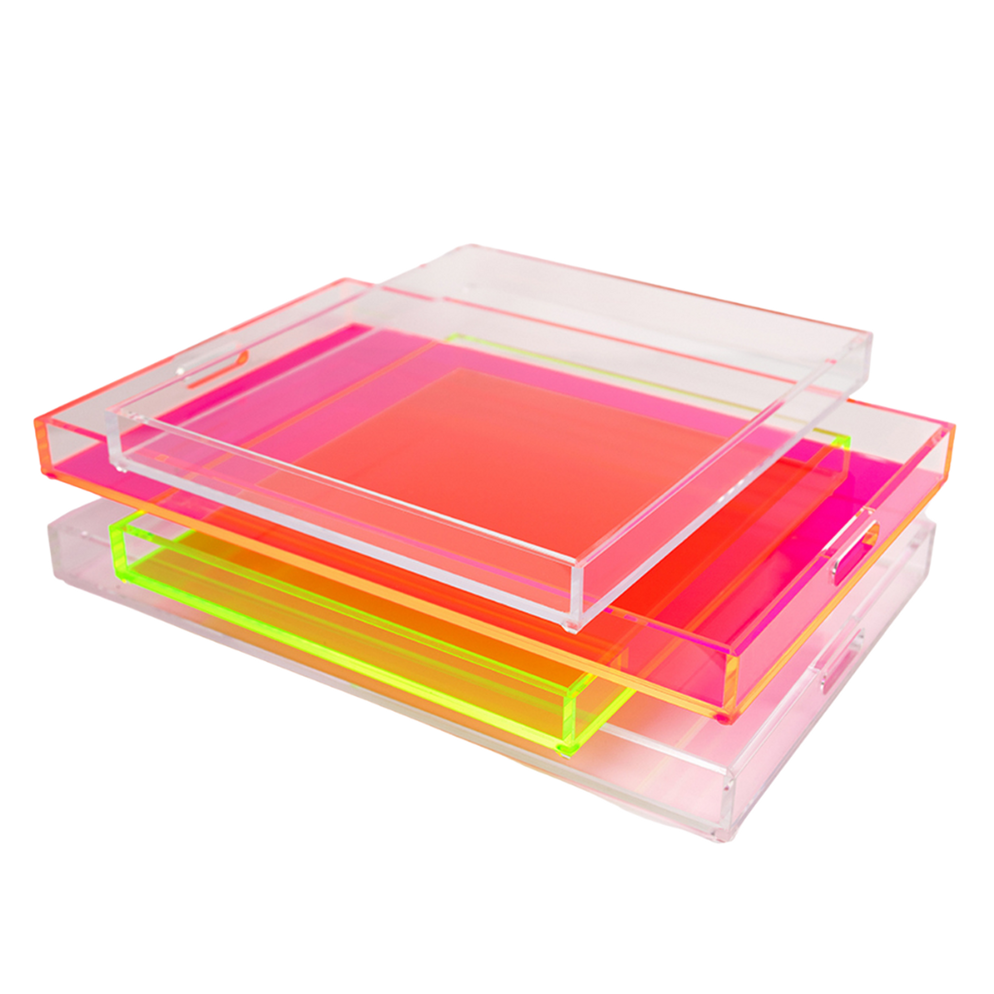 neon color acrylic serving decorative lucite tray handles modern clear