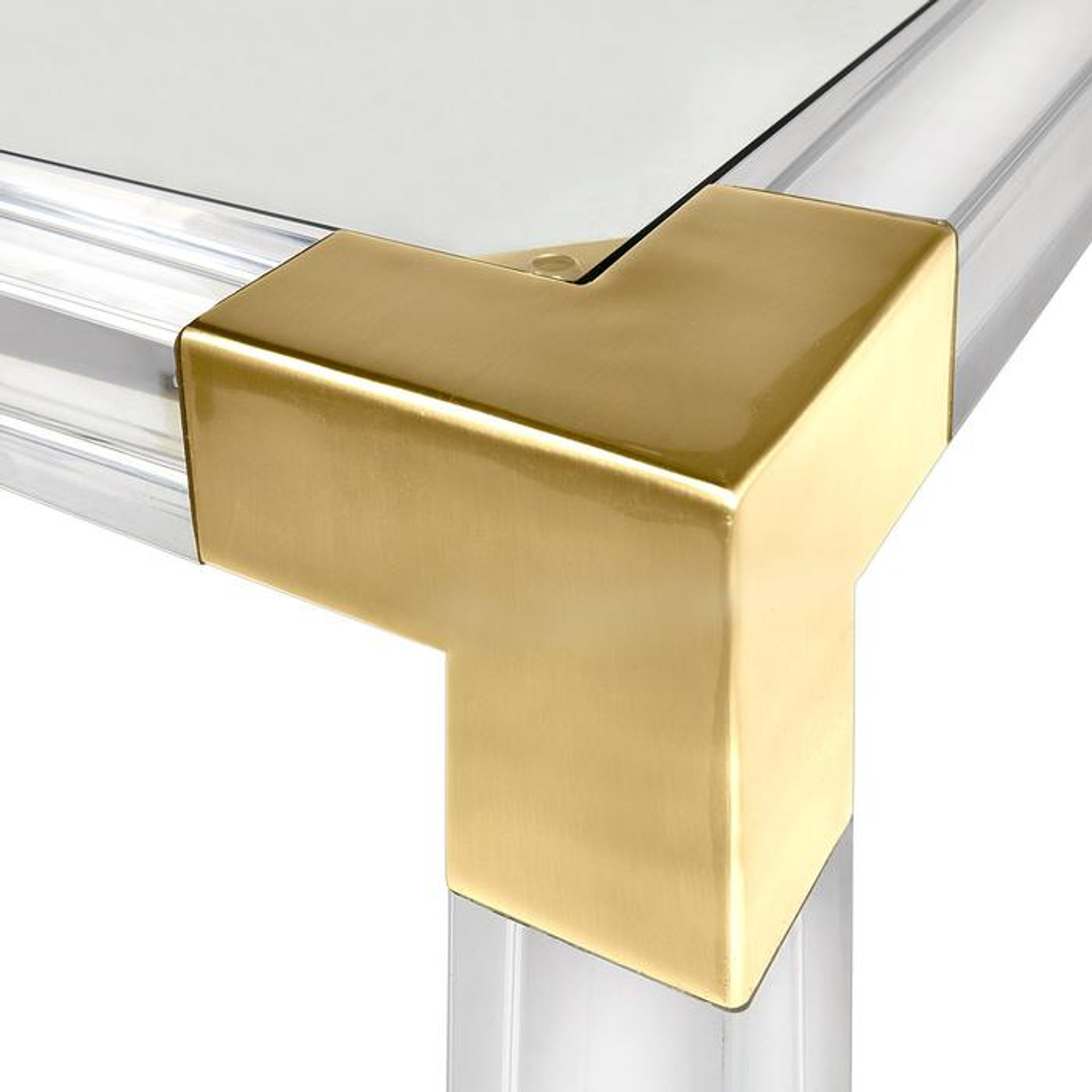 Clear Acrylic Game Table with Brass Metal Corners