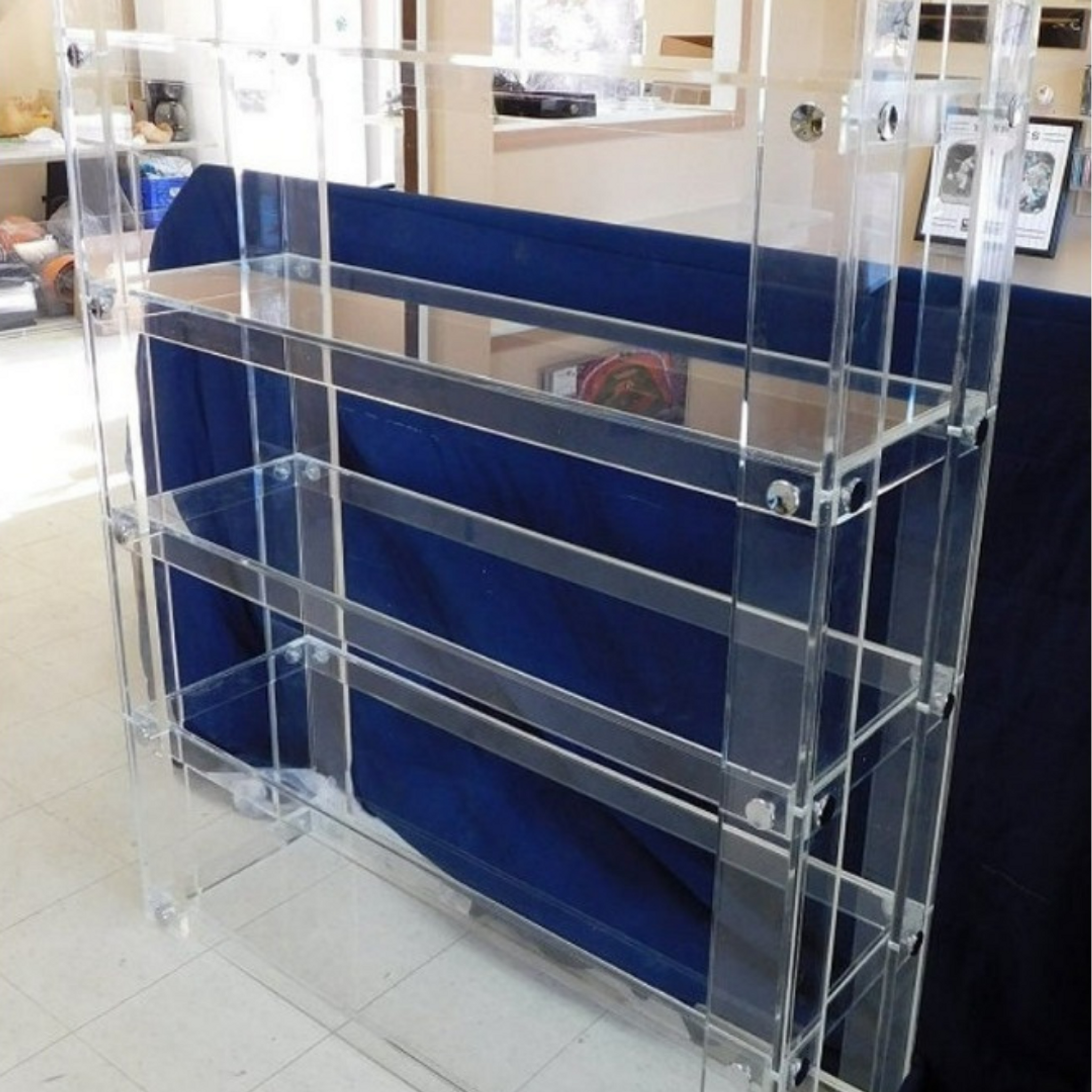 Clear Lucite Glam Bookcase with Metal Studs