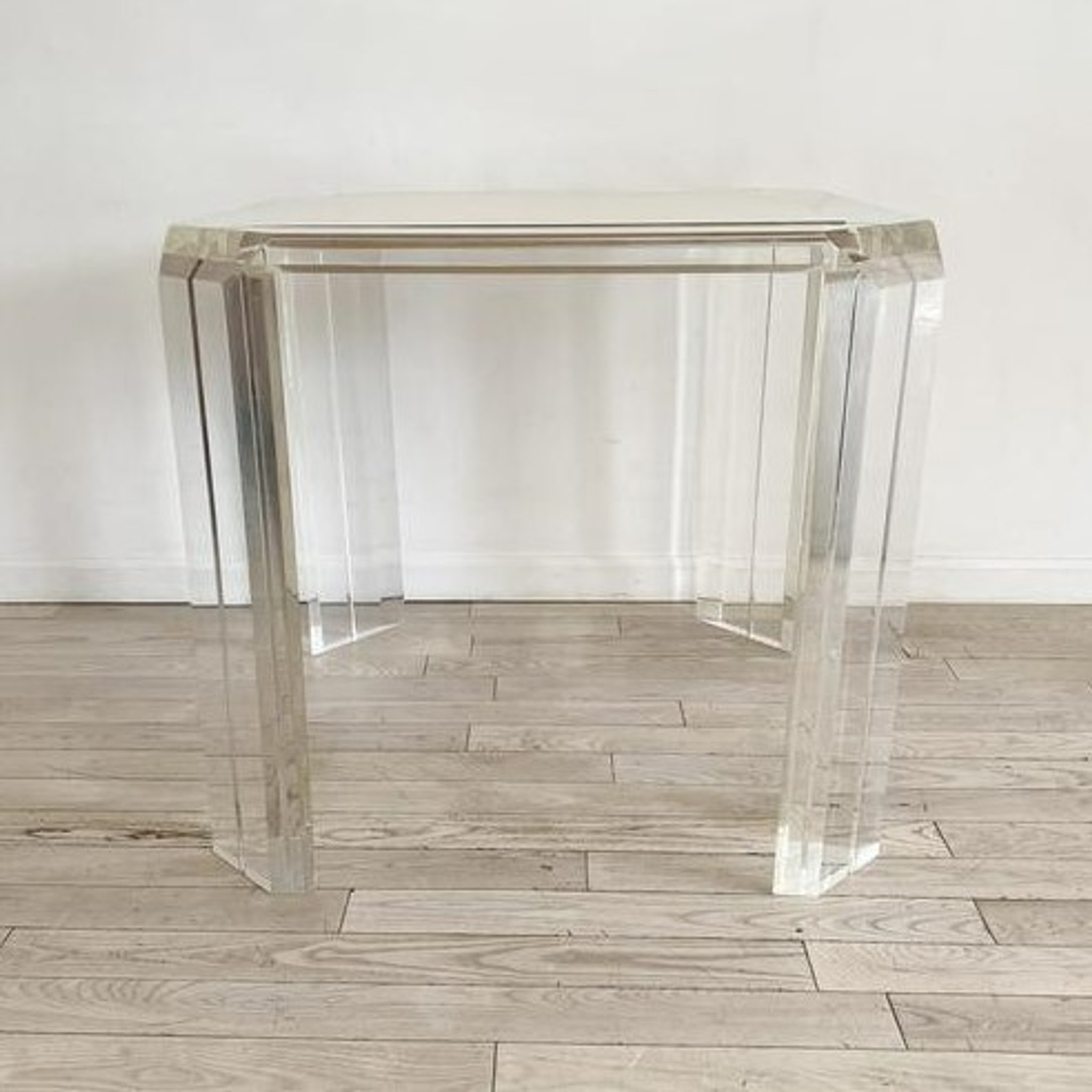 Modern Lucite Square Game Table with Formica Inset Top