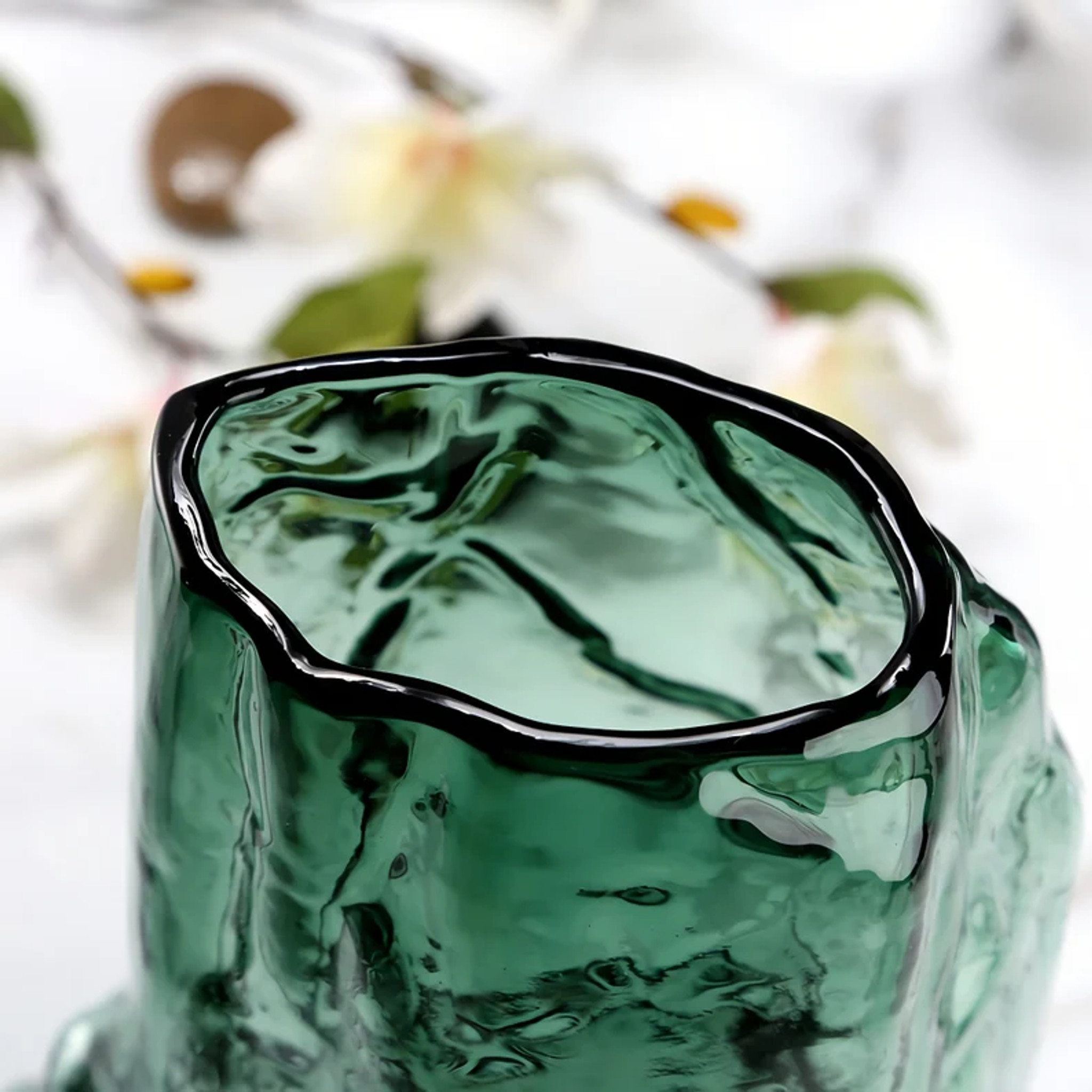 Dark Emerald Green Glass Modern Vases