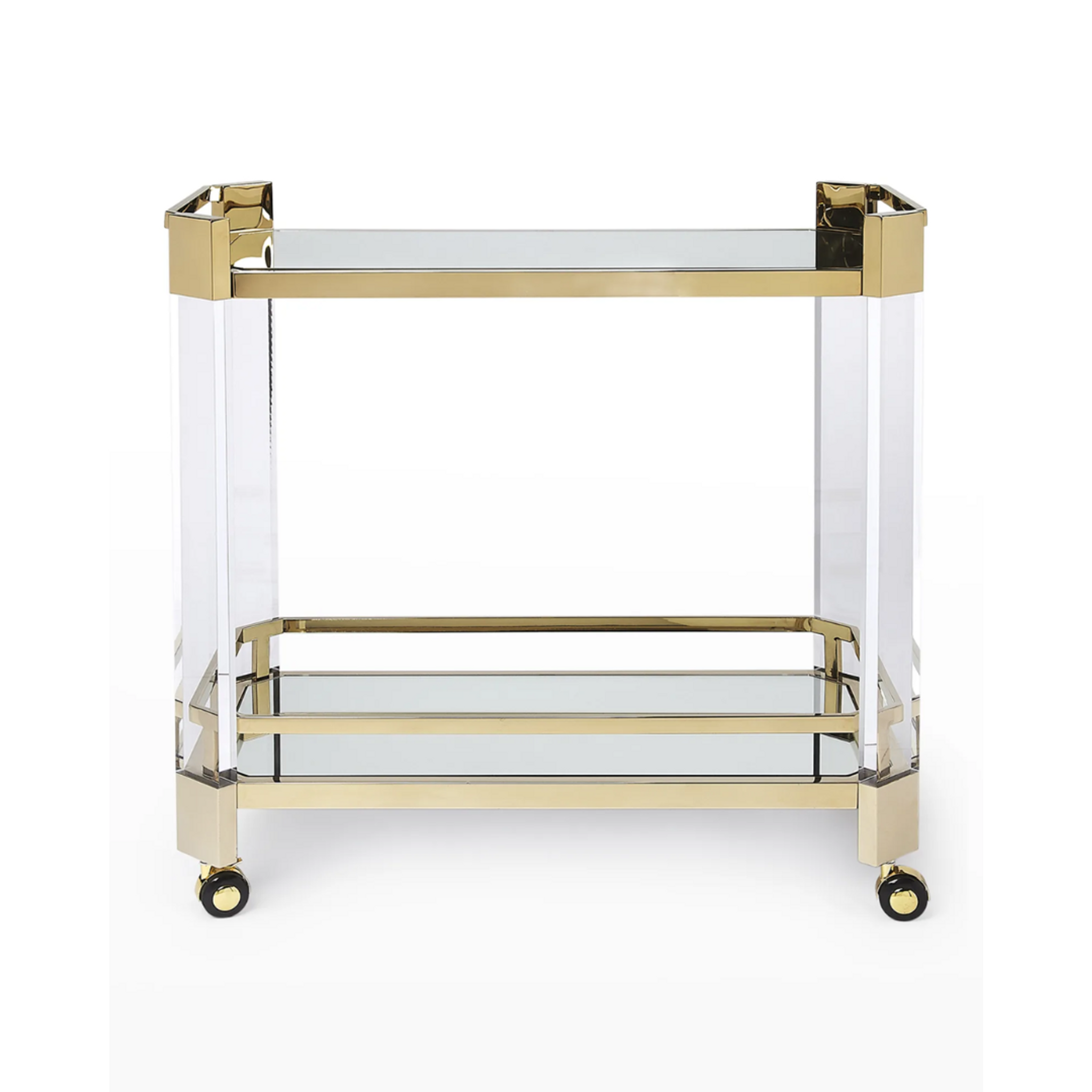 Modern Lucite Angled Leg Bar Cart with Clear Glass