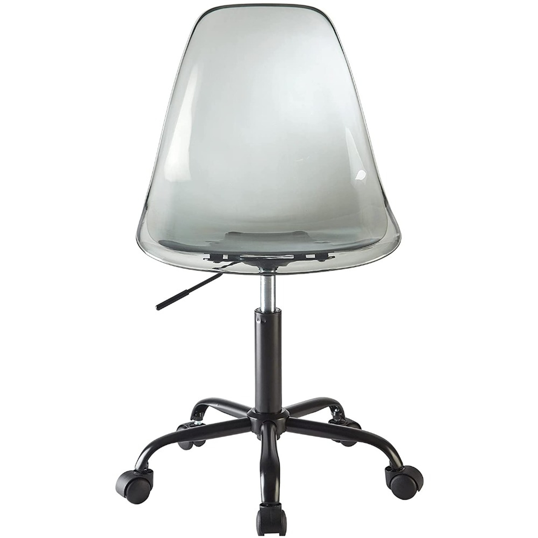 Mid Century Grey Acrylic Desk Chair with Black Base