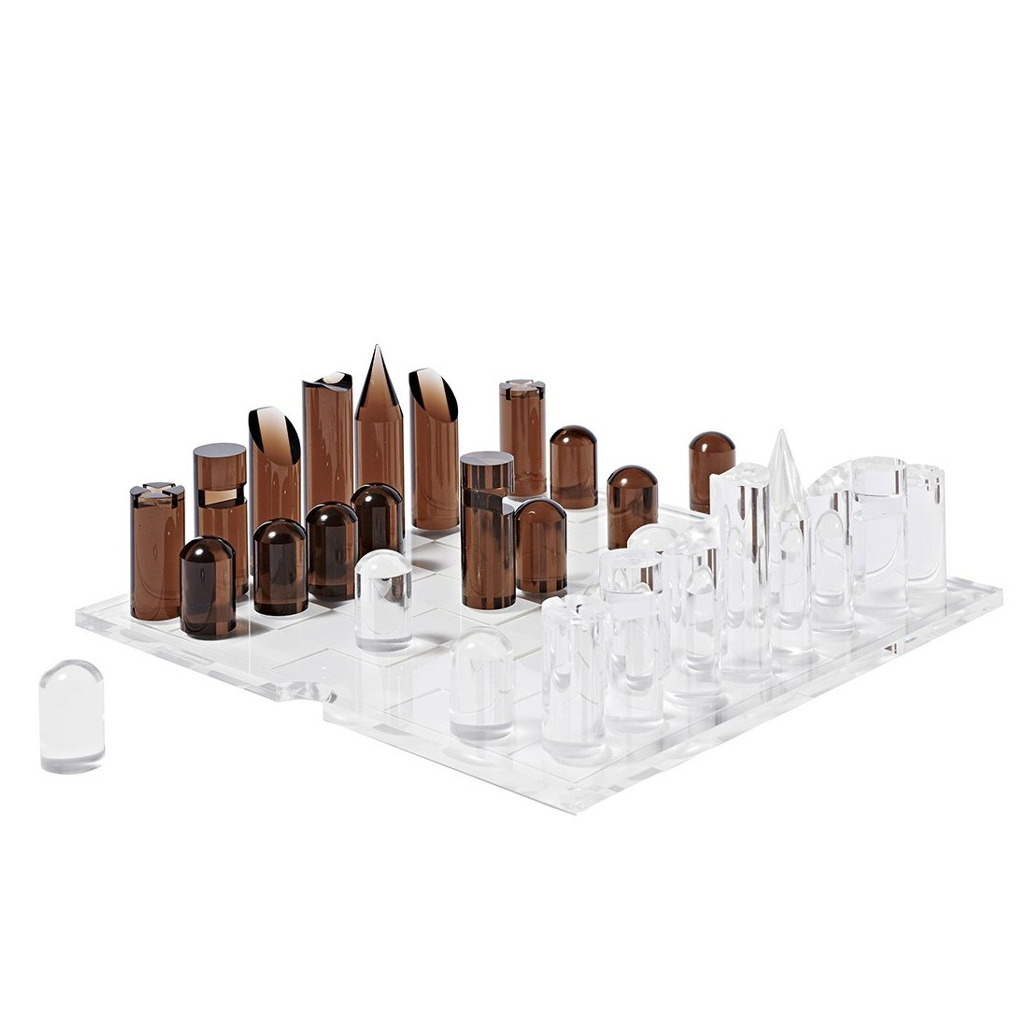 Luxury Acrylic Brown and Clear Lucite Chess Set