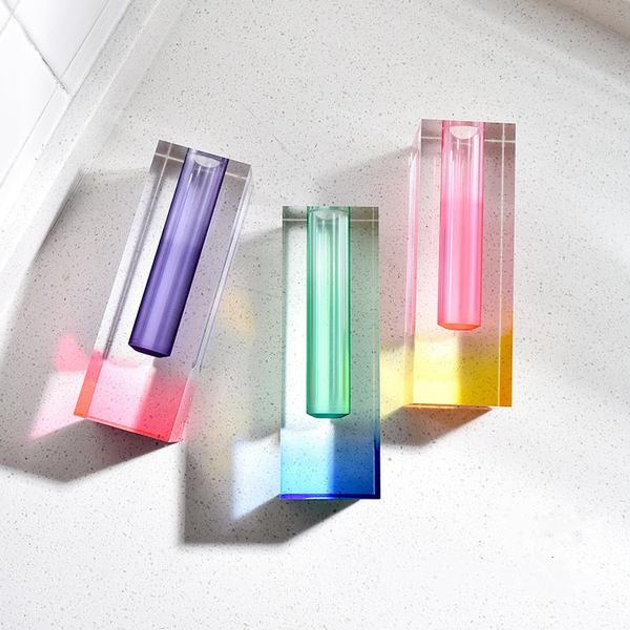 Bi Color Modern Lucite Prism Vase,