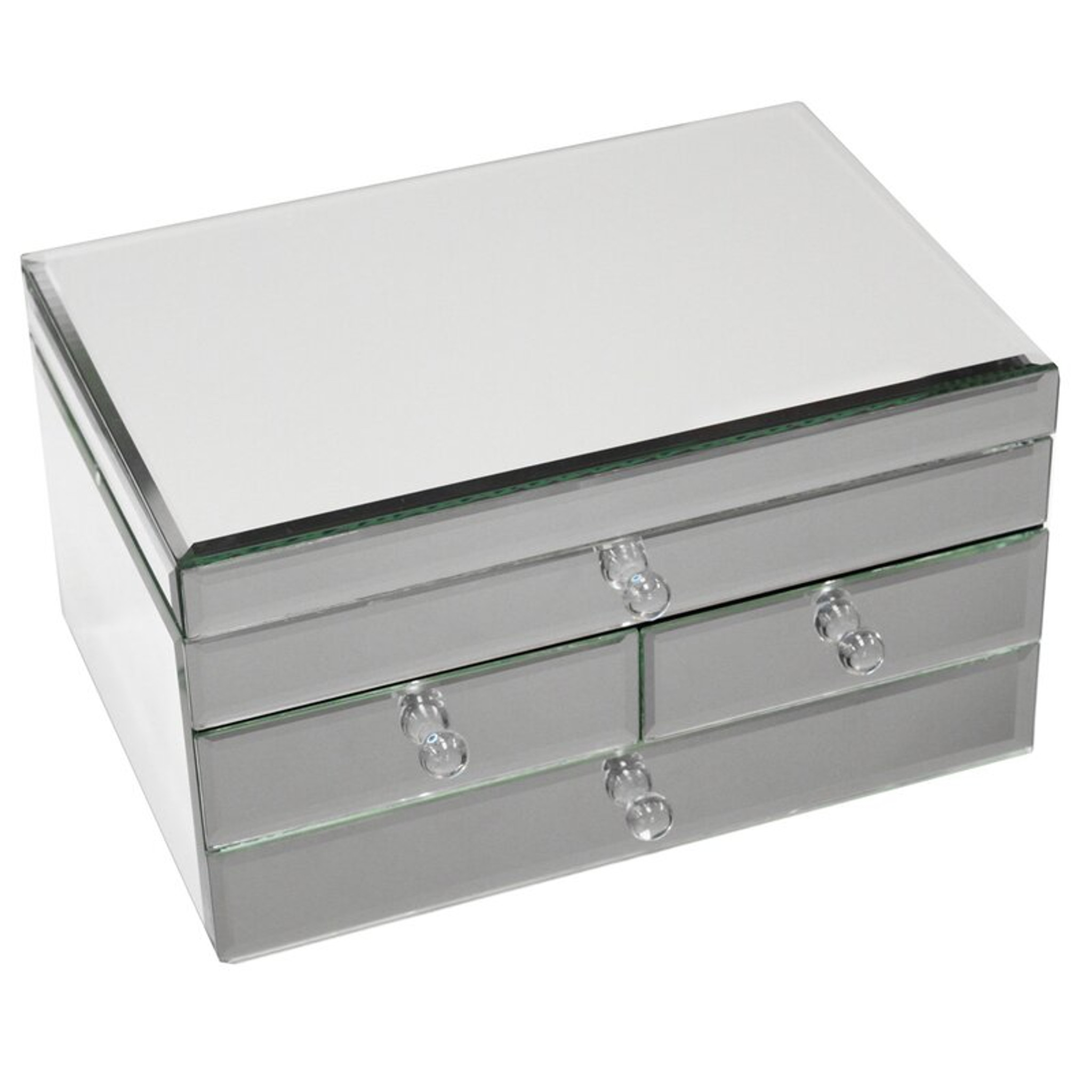 Mirrored 3 Drawer Lift Top Up Jewelry Organizer