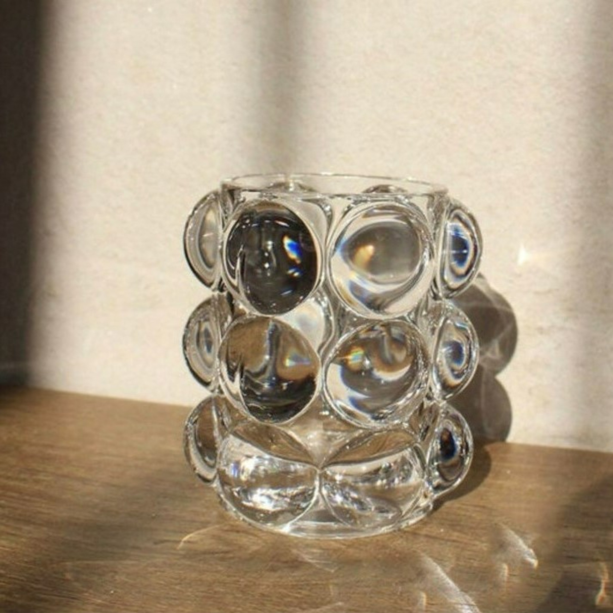 Small Clear Glass Modern Bubble Cup Vase