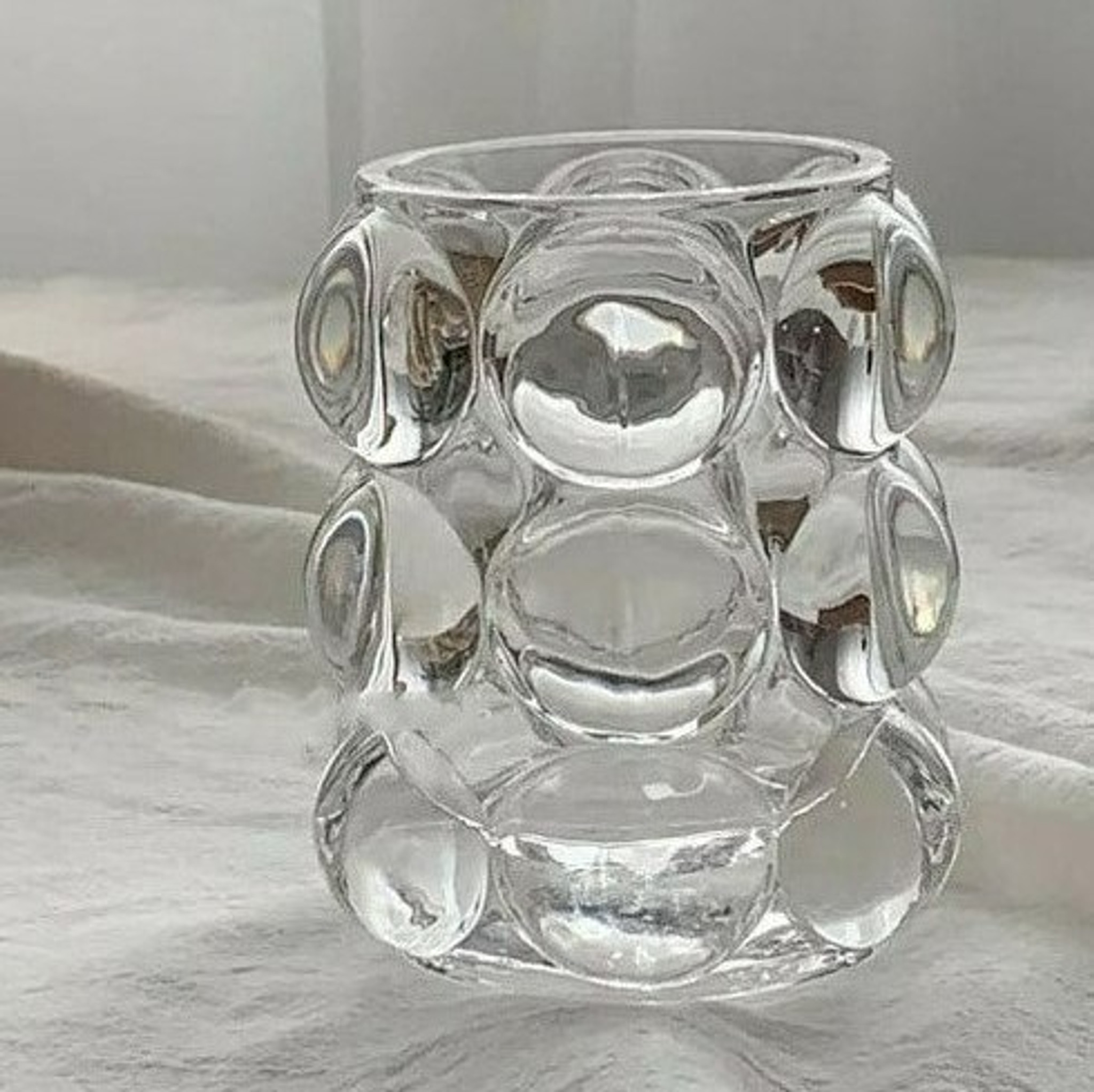 Small Clear Glass Modern Bubble Cup Vase