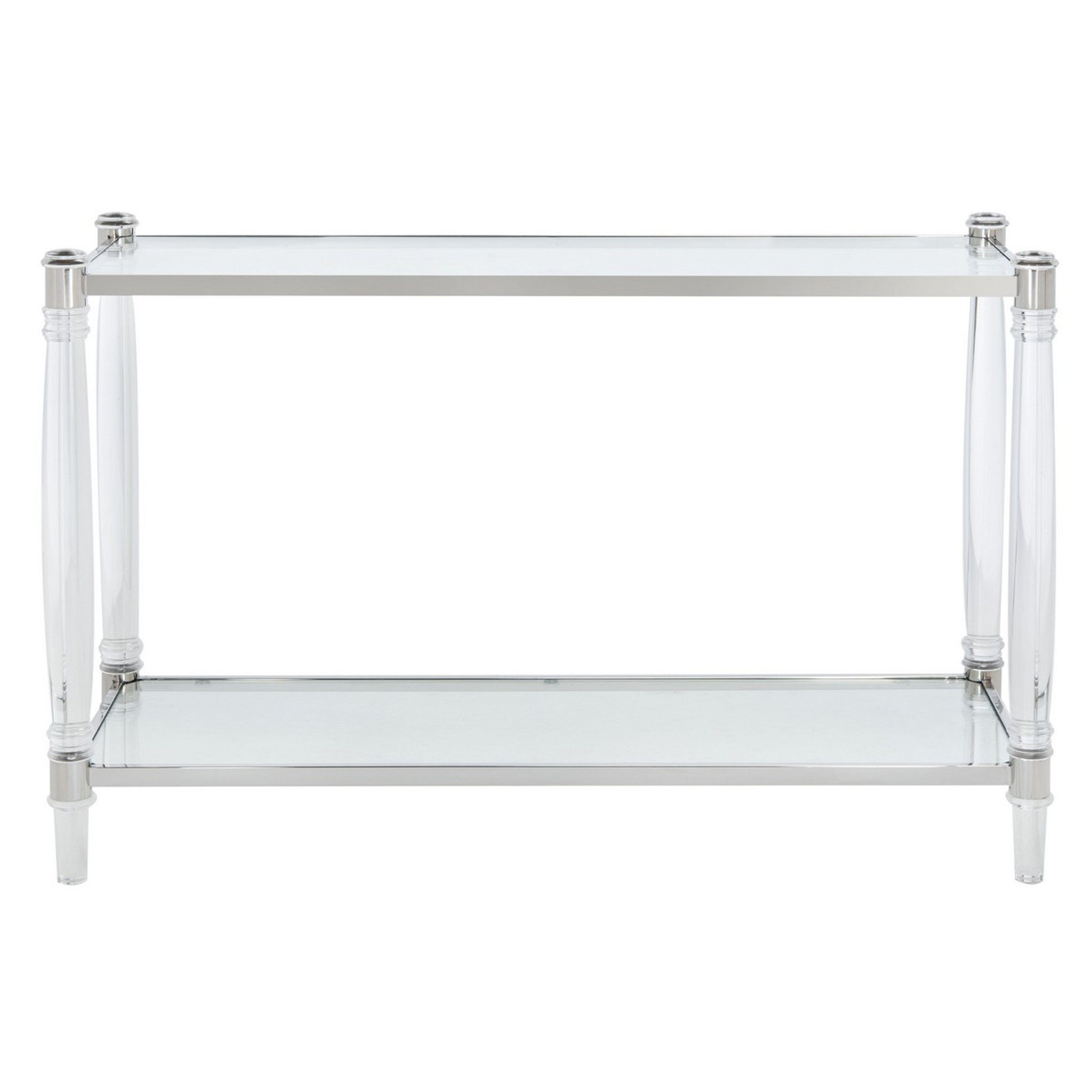 Round Lucite Leg Console Table with Storage Shelf