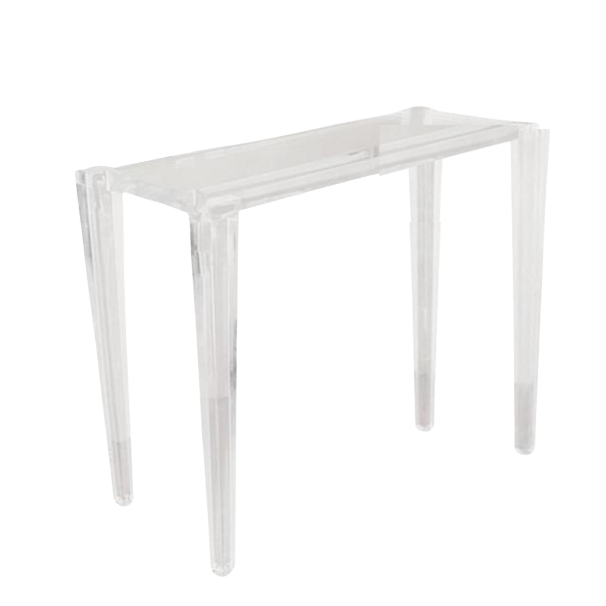 Tapered Facet Leg Lucite Console Table