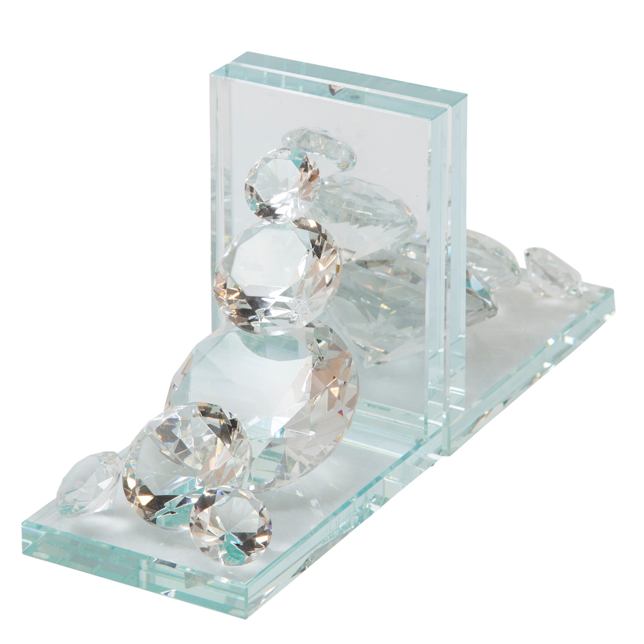 Clear Facet Crystal Chain Link Modern Bookends, Pair (13196-02)
