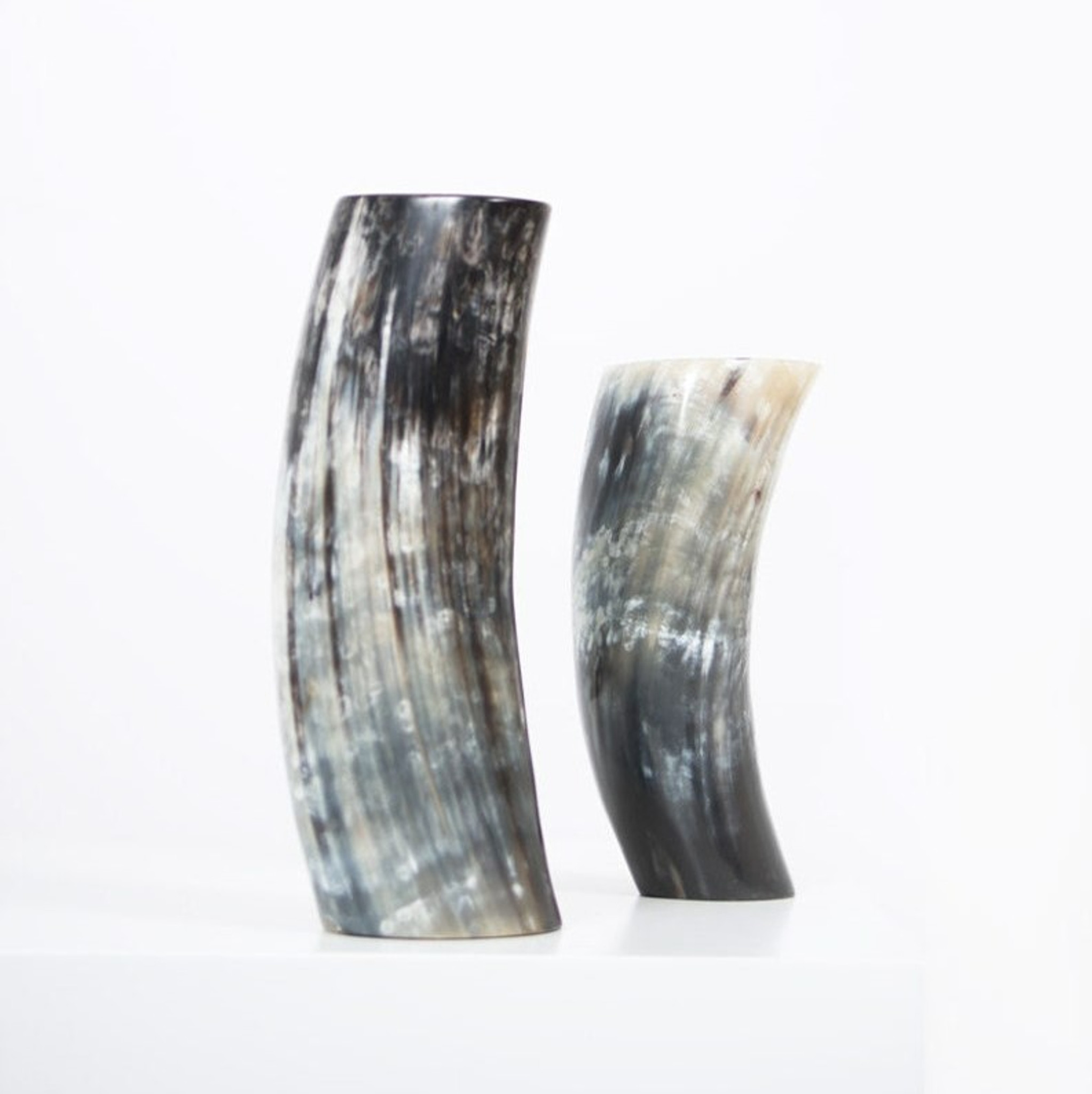 Modern Horn Vase in Black or Ivory Horn