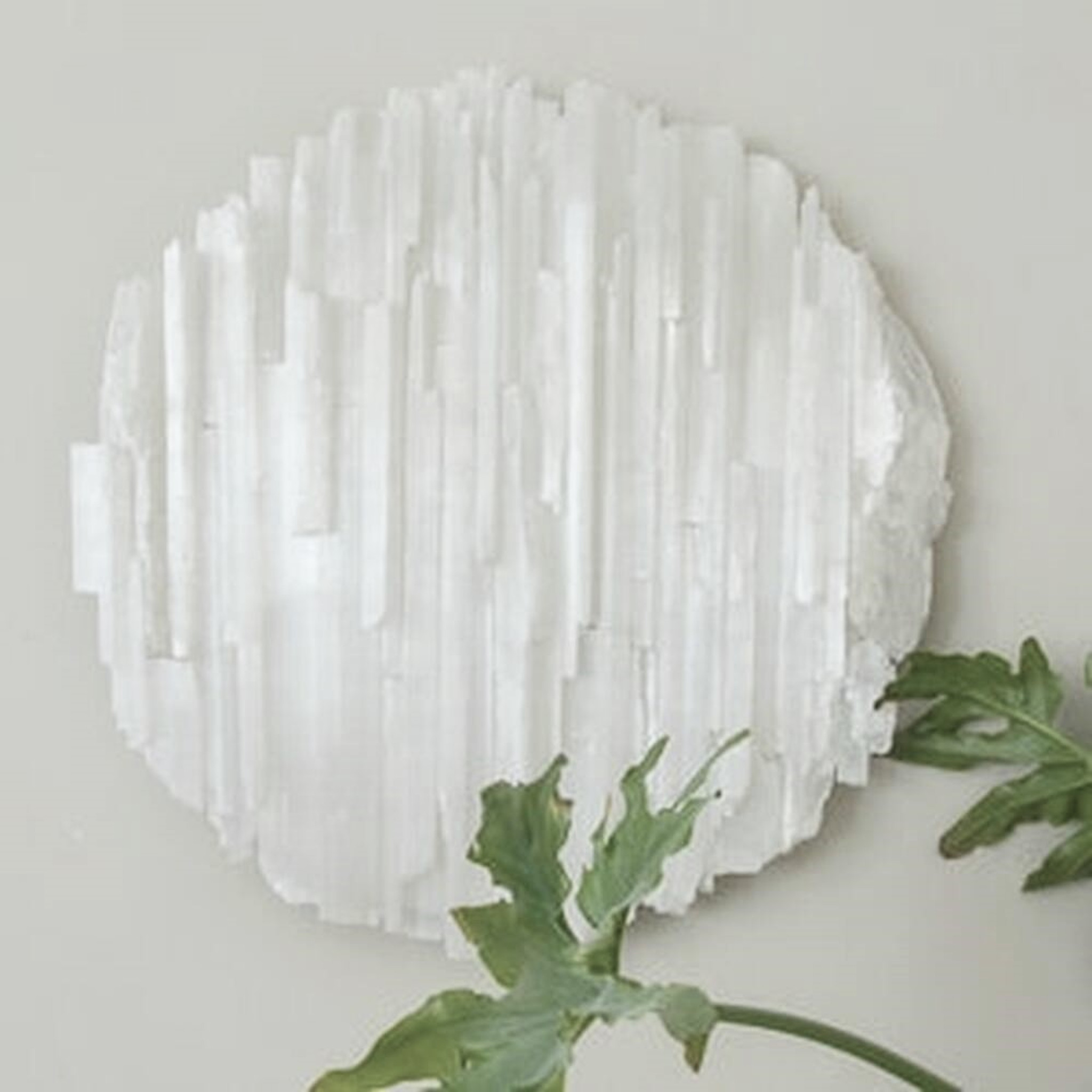 Selenite White Crystal Large Round Wall Art