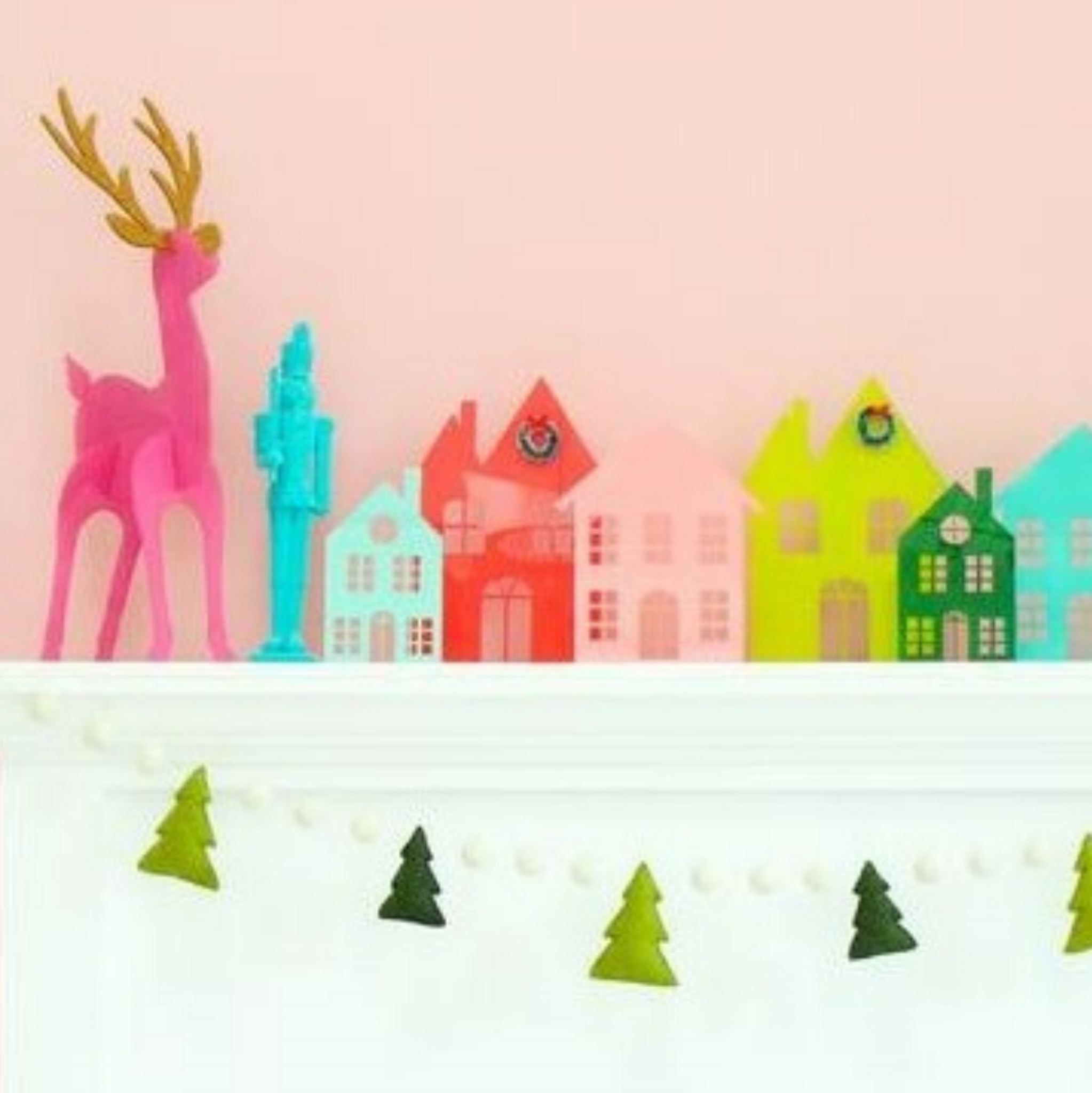 Set of 3 Acrylic Pastel Color Holiday Houses,