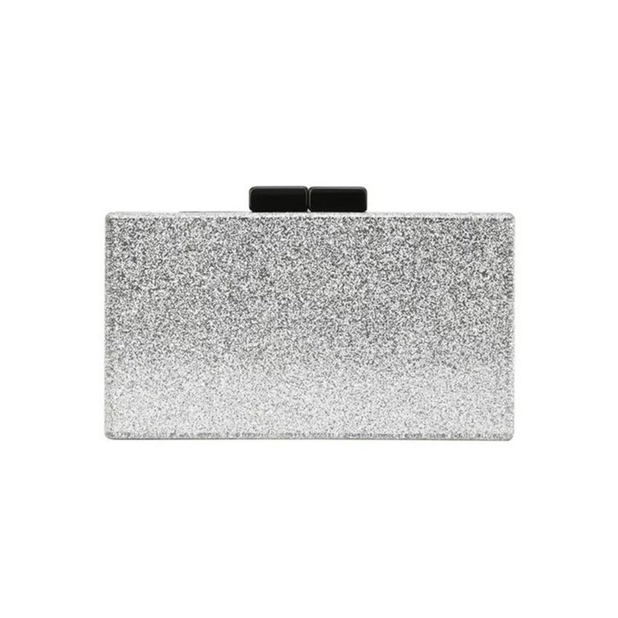 Silver Glitter Clutch with Black Acrylic Border