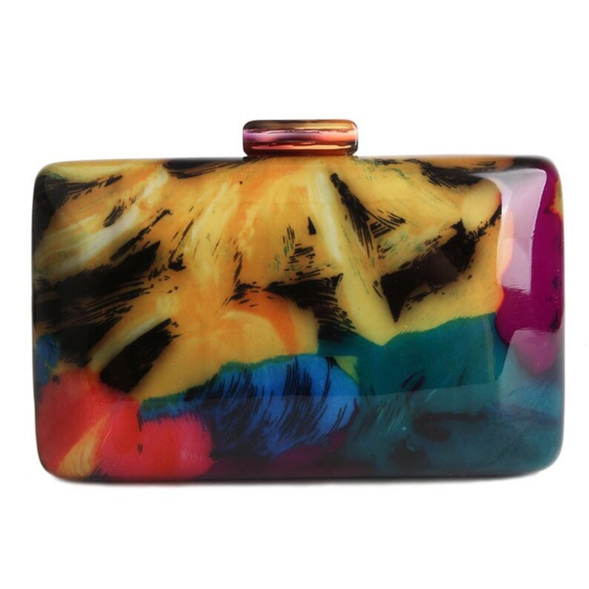 Matisse Multi Color Acrylic Box Purse with Chain