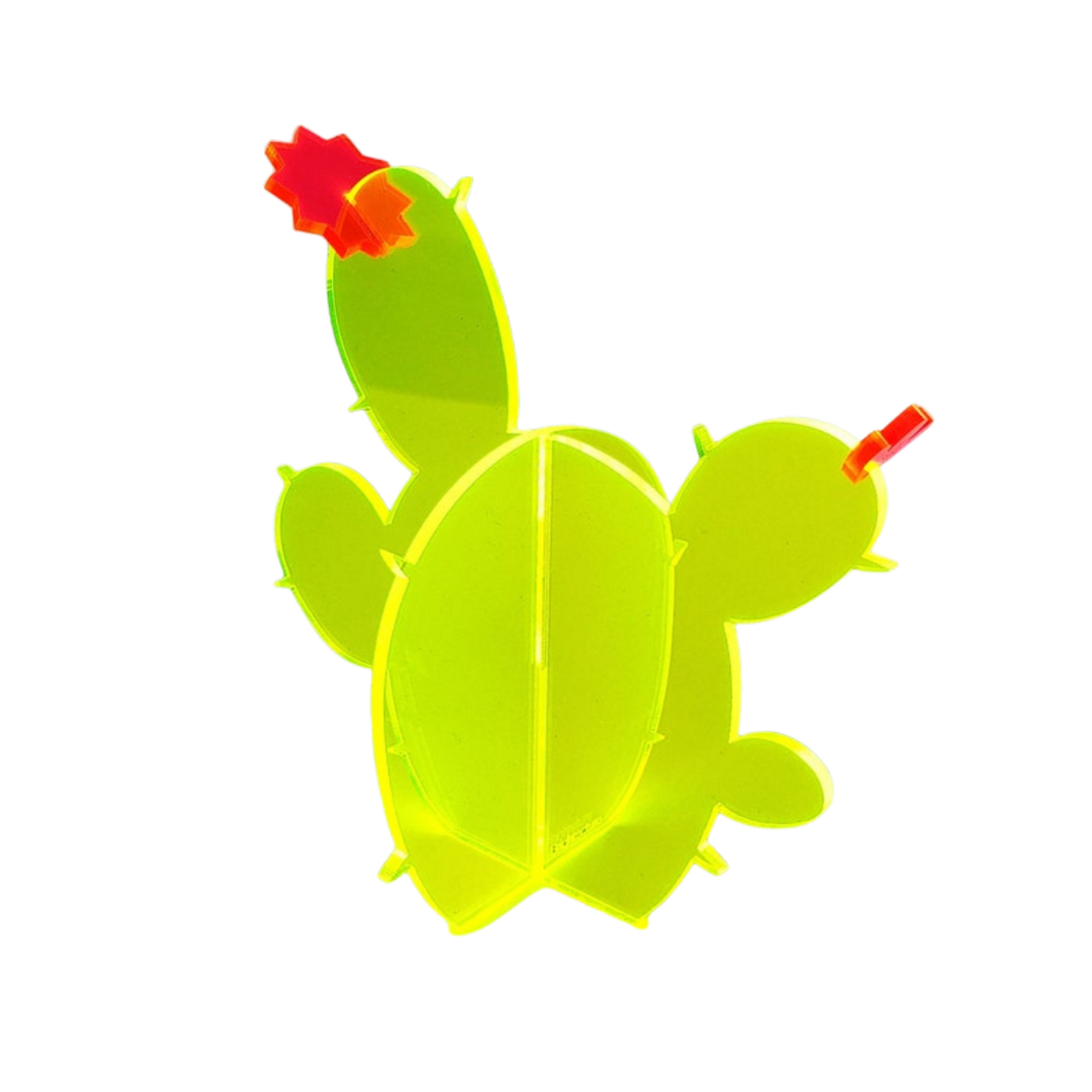 Neon Yellow Lucite Tabletop Cactus Sculptures