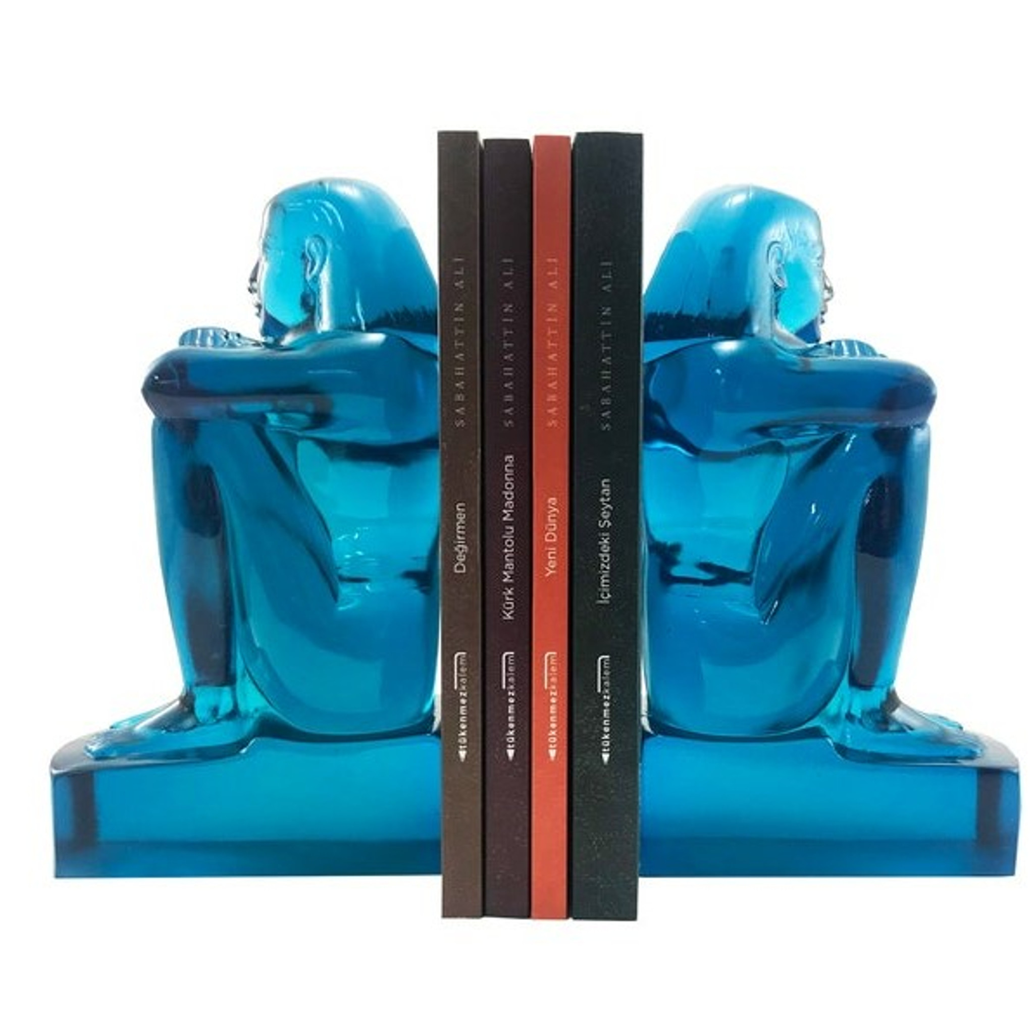 egyptian girl lucite resin clear bookends