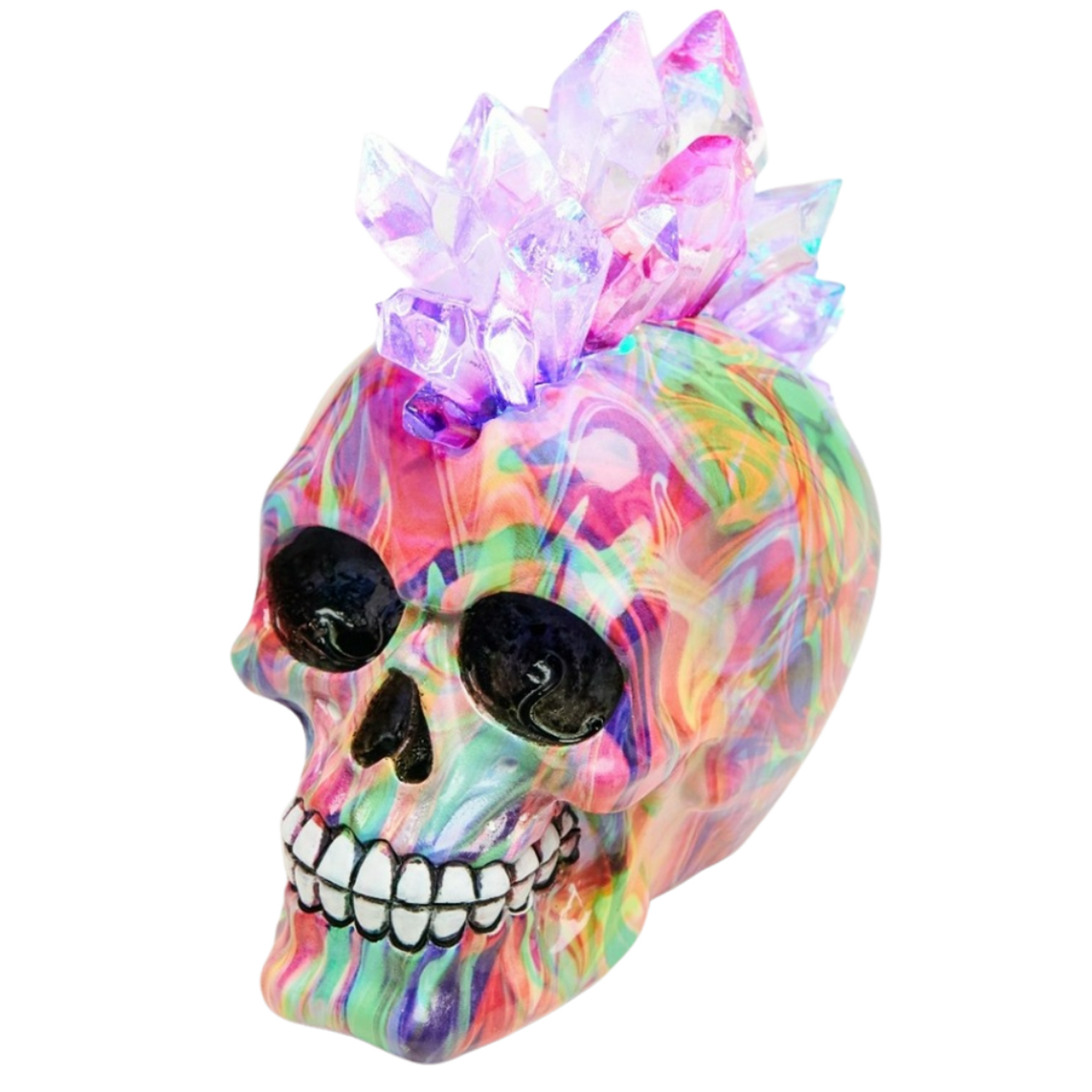 Kids Bright Multi Color Resin Skull with Crystals