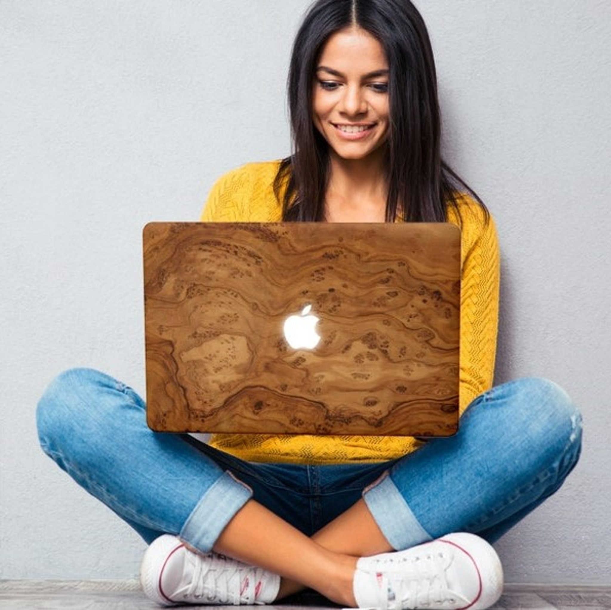 Wood Print Acrylic MacBook Case with Clear Back