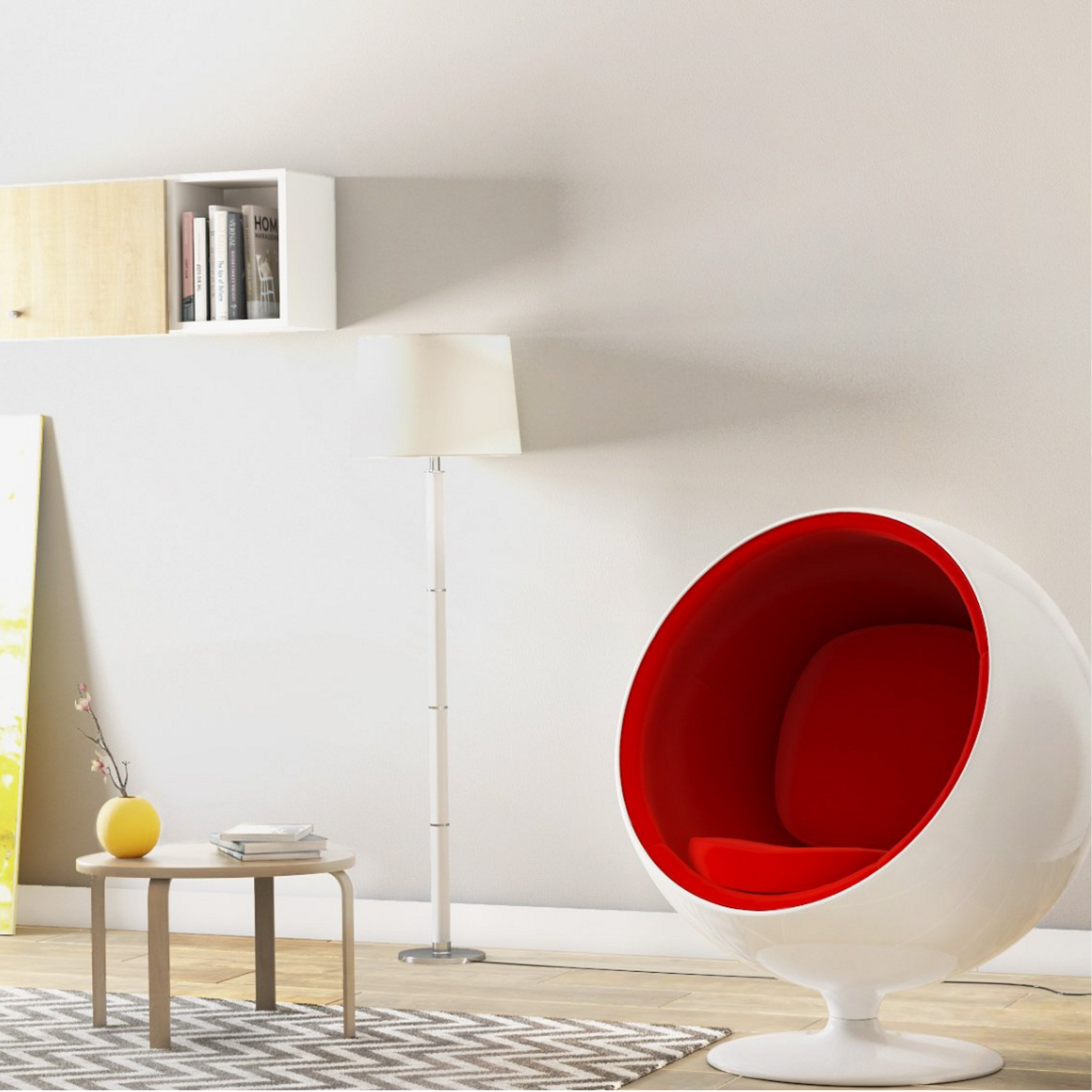 Kids White Ball Chair with Color Upholstery