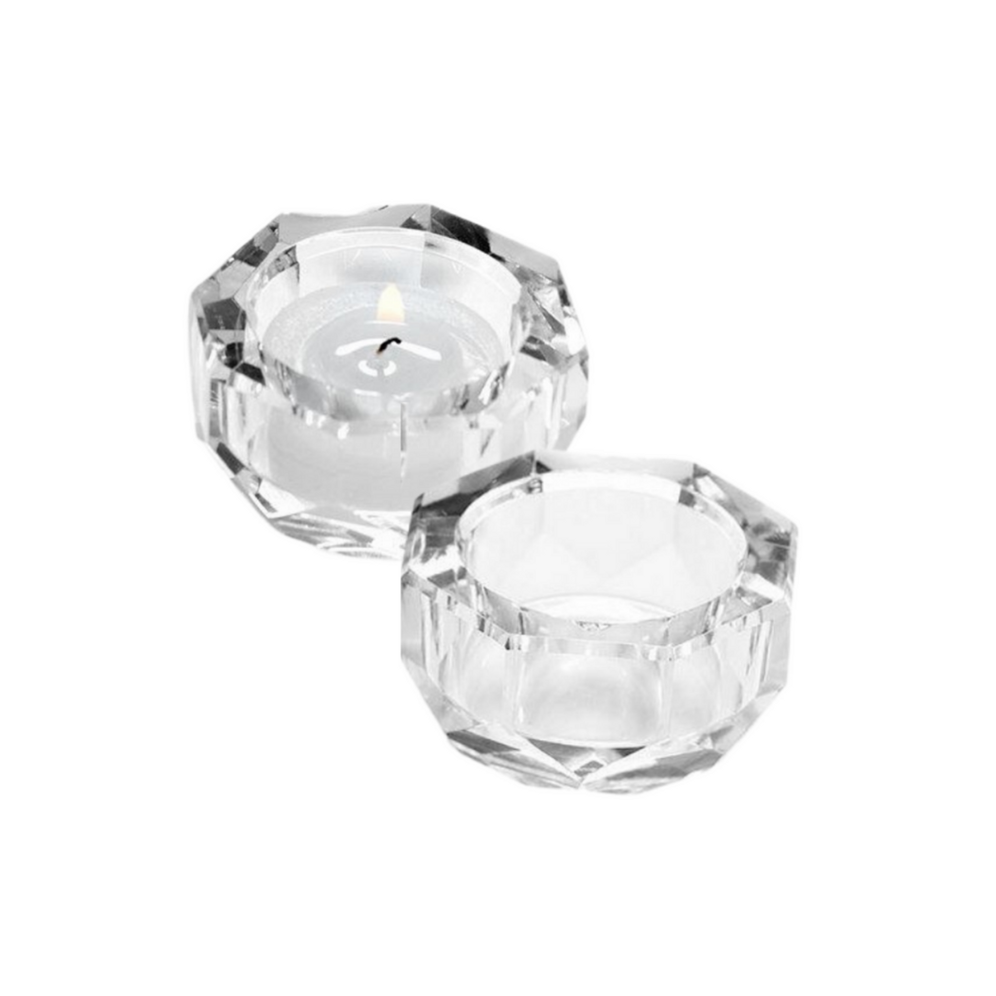 Crystal Octagonal Tea Light Holders,  Set of 12