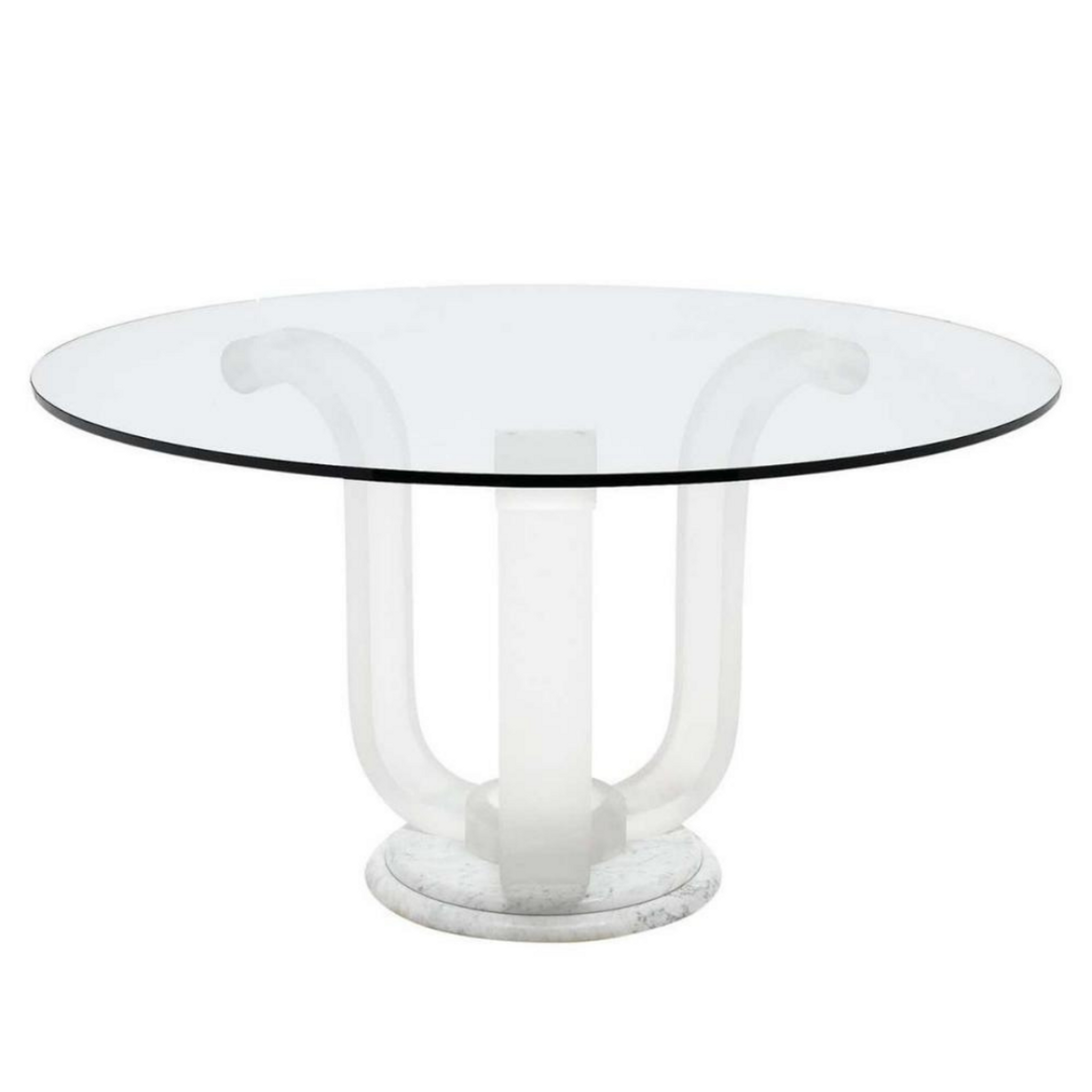 Lucite U Base Round Glass Top Foyer Table