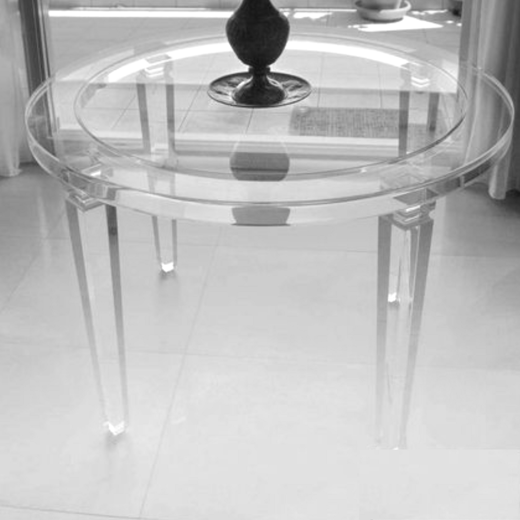 Lucite Classic Round Foyer Table with 4 Carved Legs