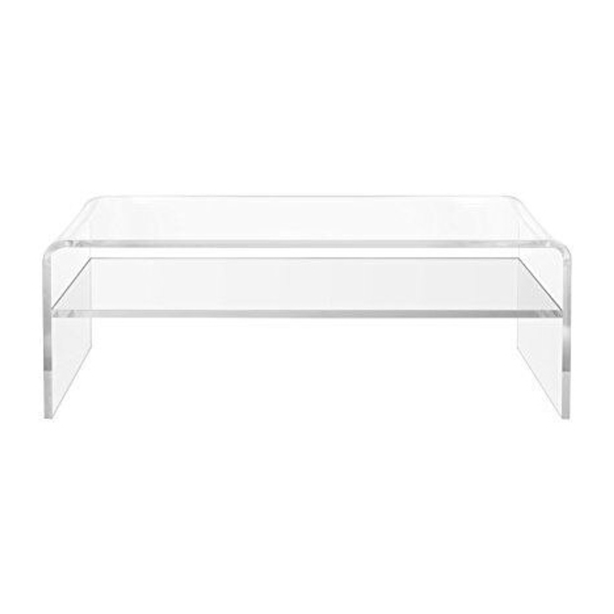 Clear Lucite Waterfall Rectangular Coffee Table acrylic storage shelf modern cocktail