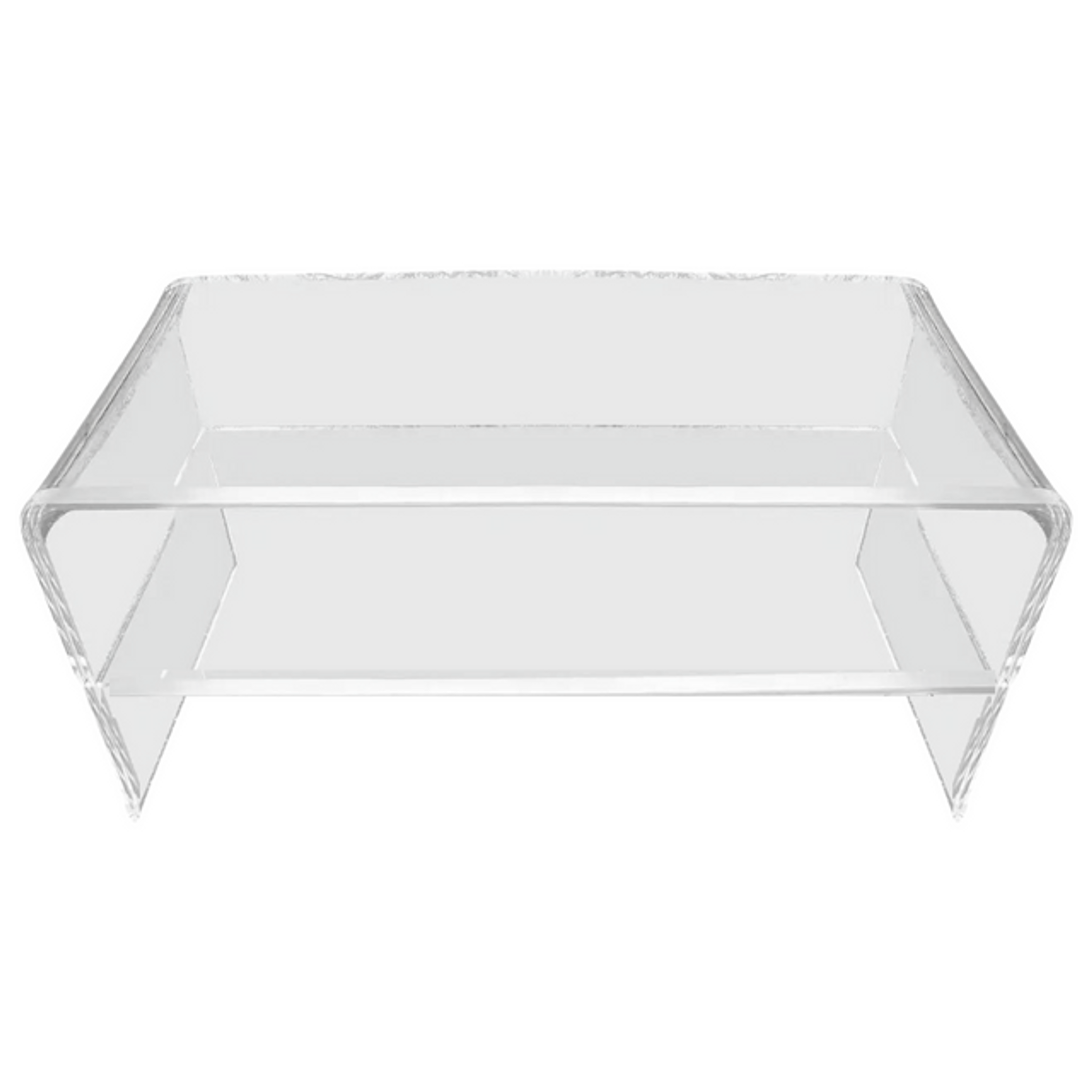 Acrylic Waterfall Rectangular Bench with Storage Shelf