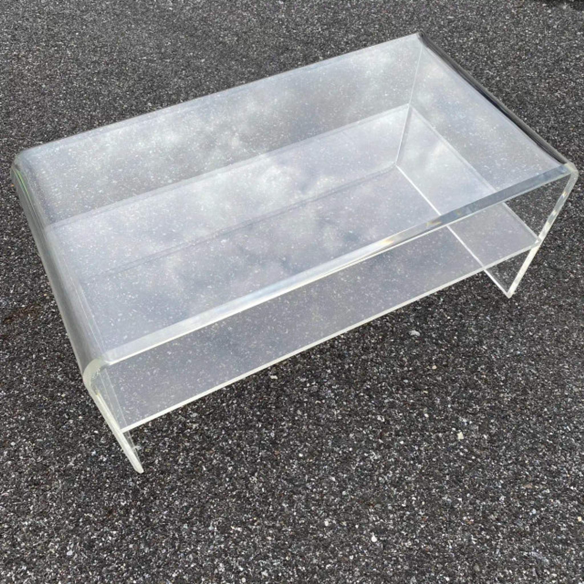 Acrylic Waterfall Rectangular Bench with Storage Shelf