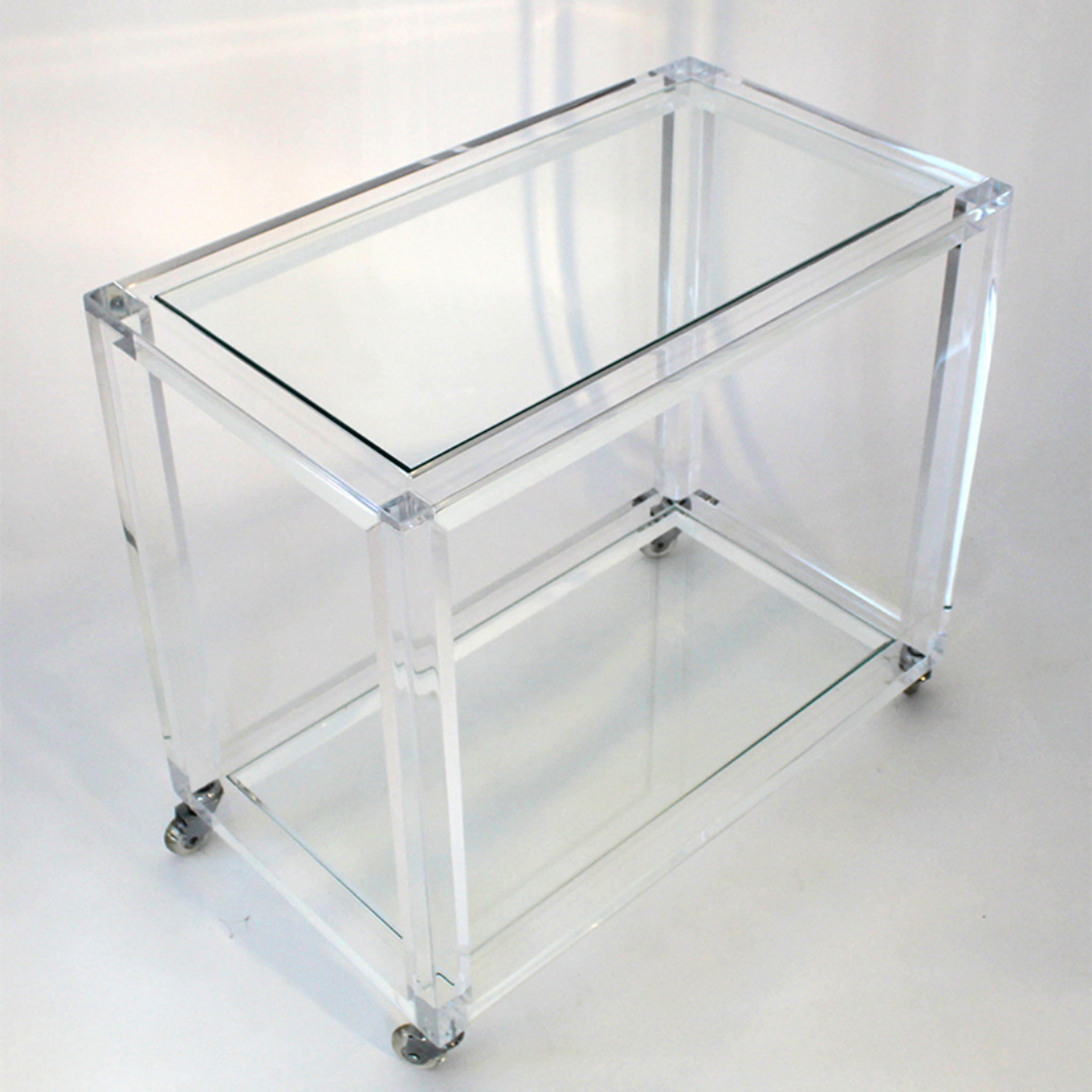 Clear Lucite Storage Rolling Office Cart