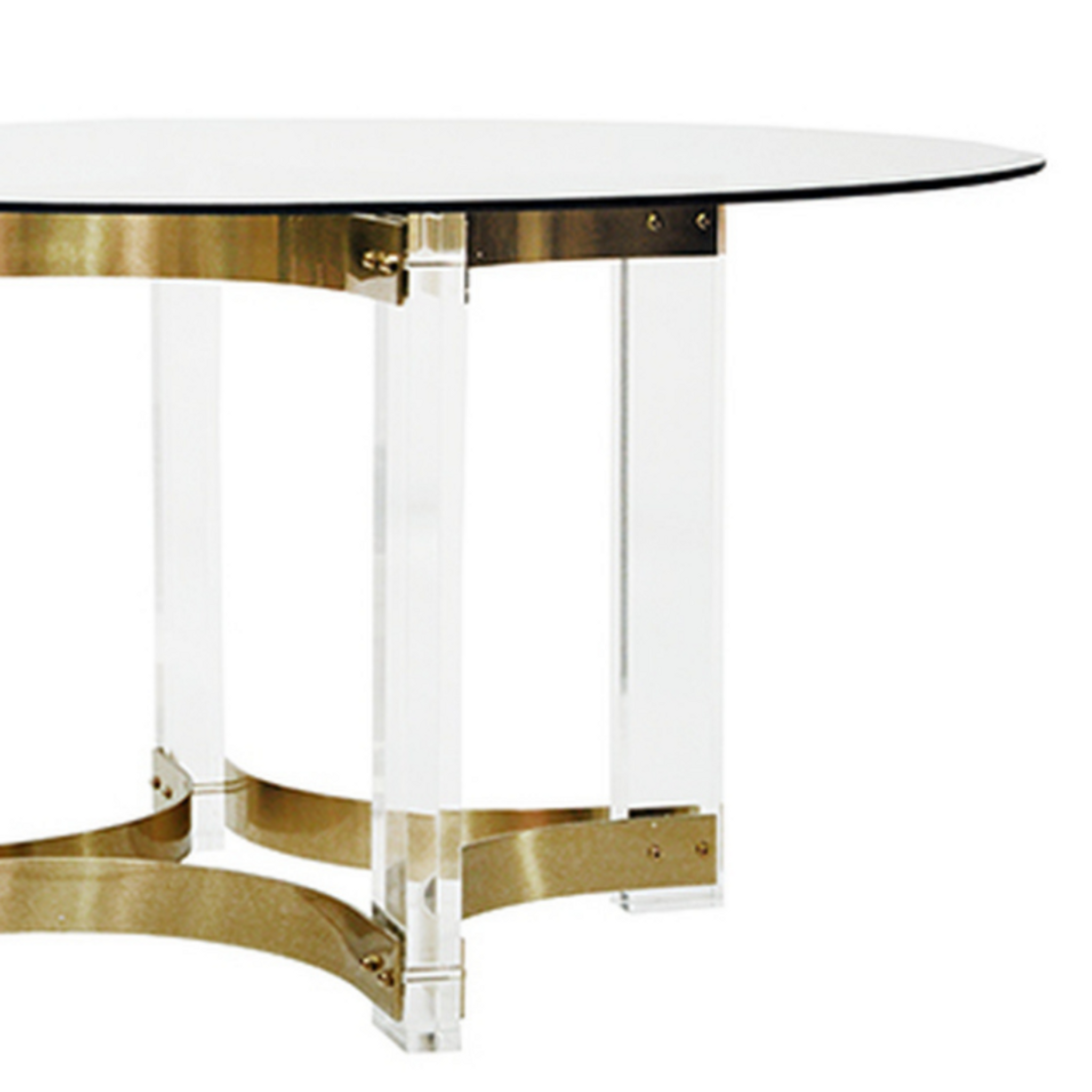Brass Metal and Lucite Round Foyer Table with Glass Top worlds away hendrix