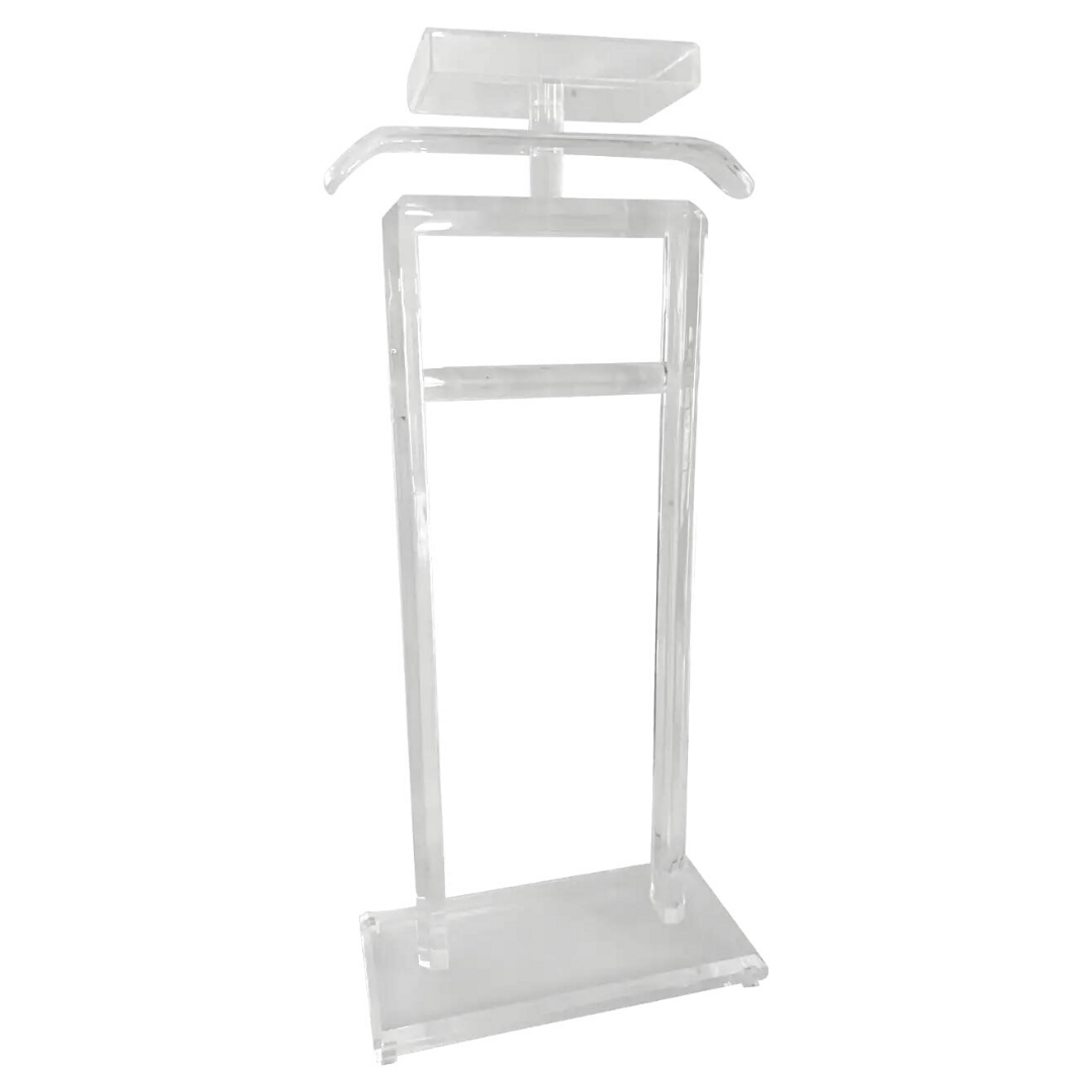 Modern Lucite Valet Stand with Accessory Tray Top