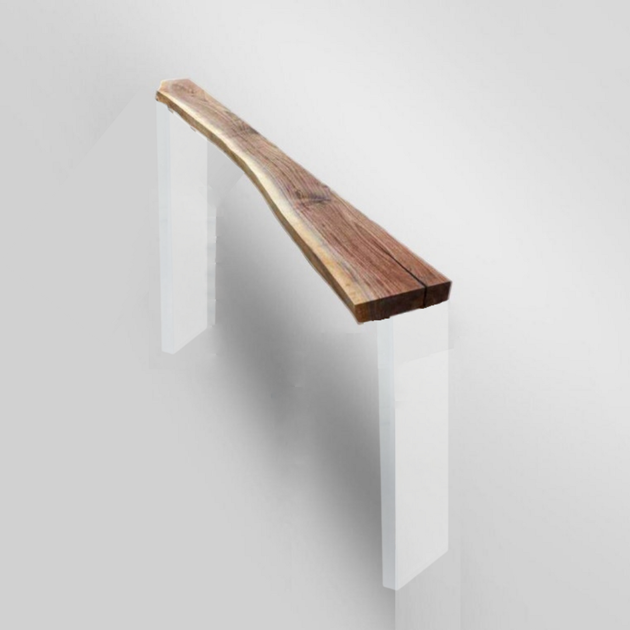 Narrow Live Edge Black Walnut Wood Console with Lucite Legs