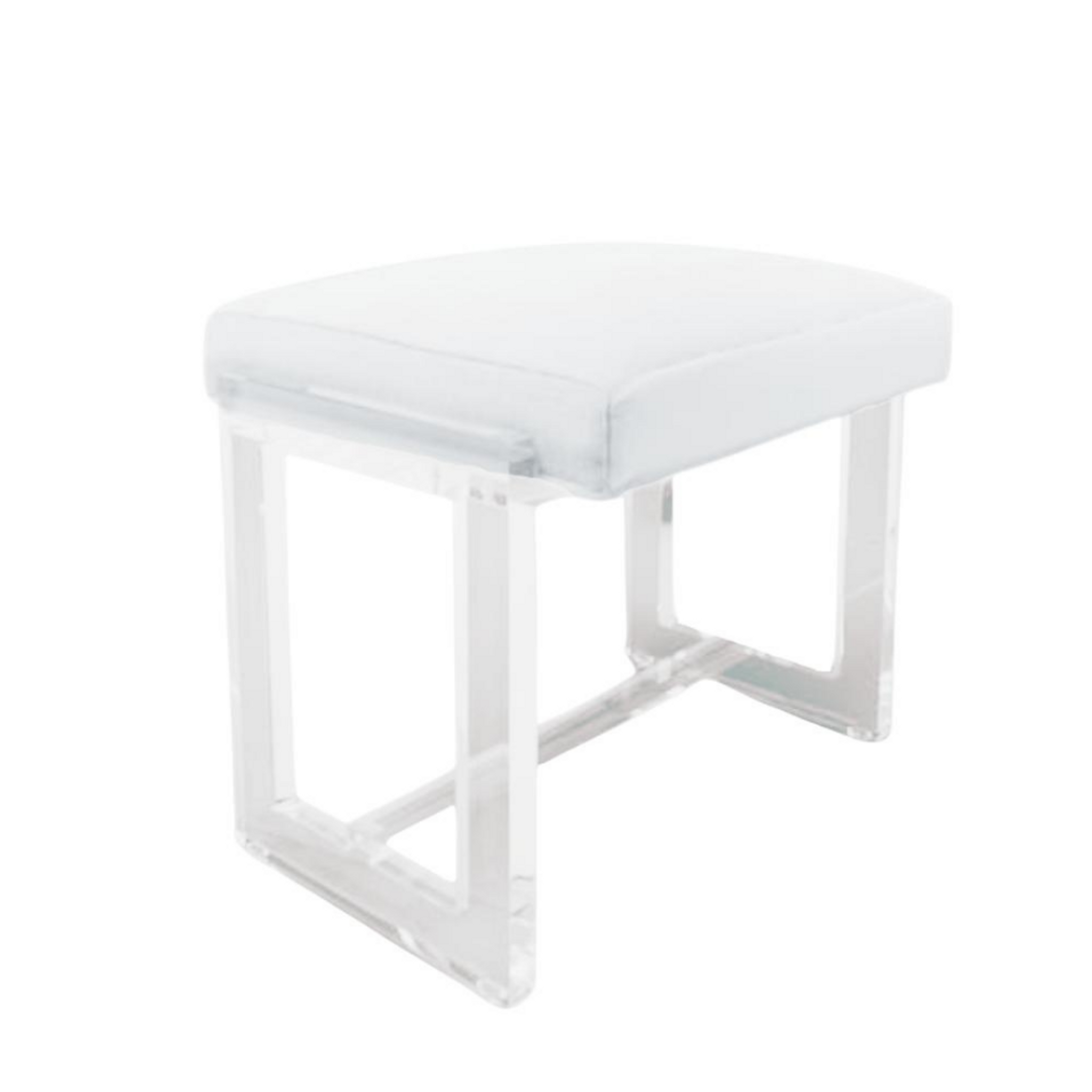 Lucite Vanity Stool with Overhang White Cushion