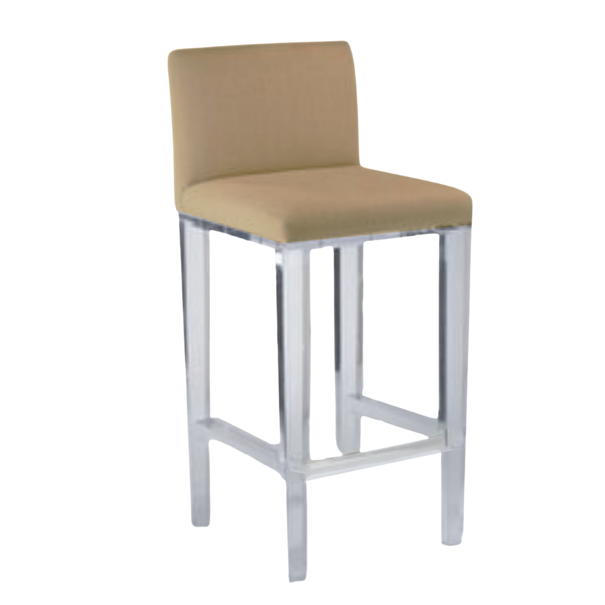 Lucite Square Back Barstool with Ultrasuede Upholstery