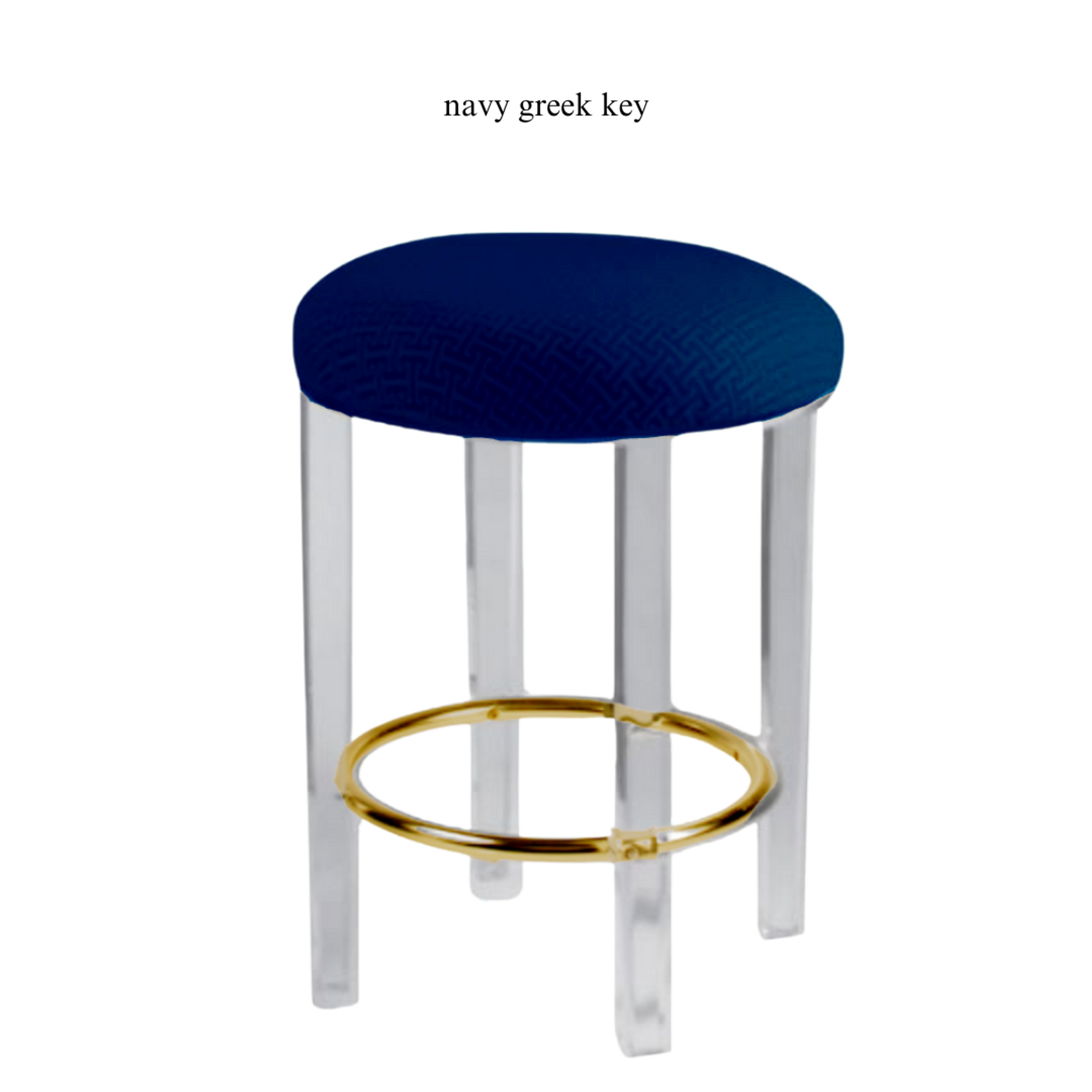 Round Barstool with Gold Footrest