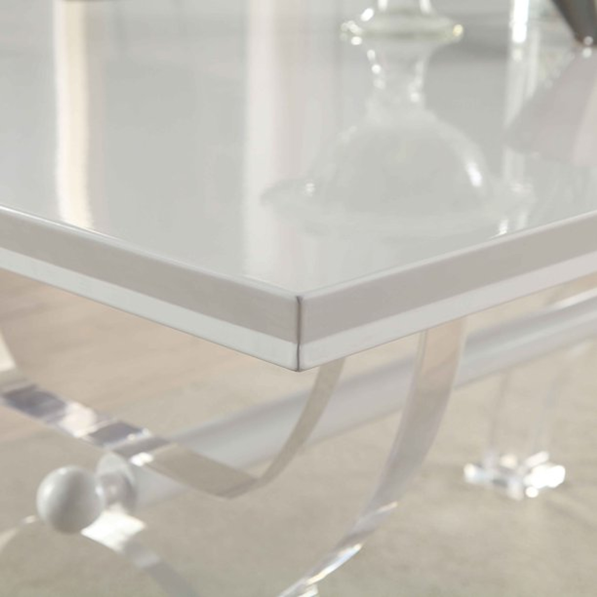 Custom Lucite Curved Trestle Table Base with Stretcher