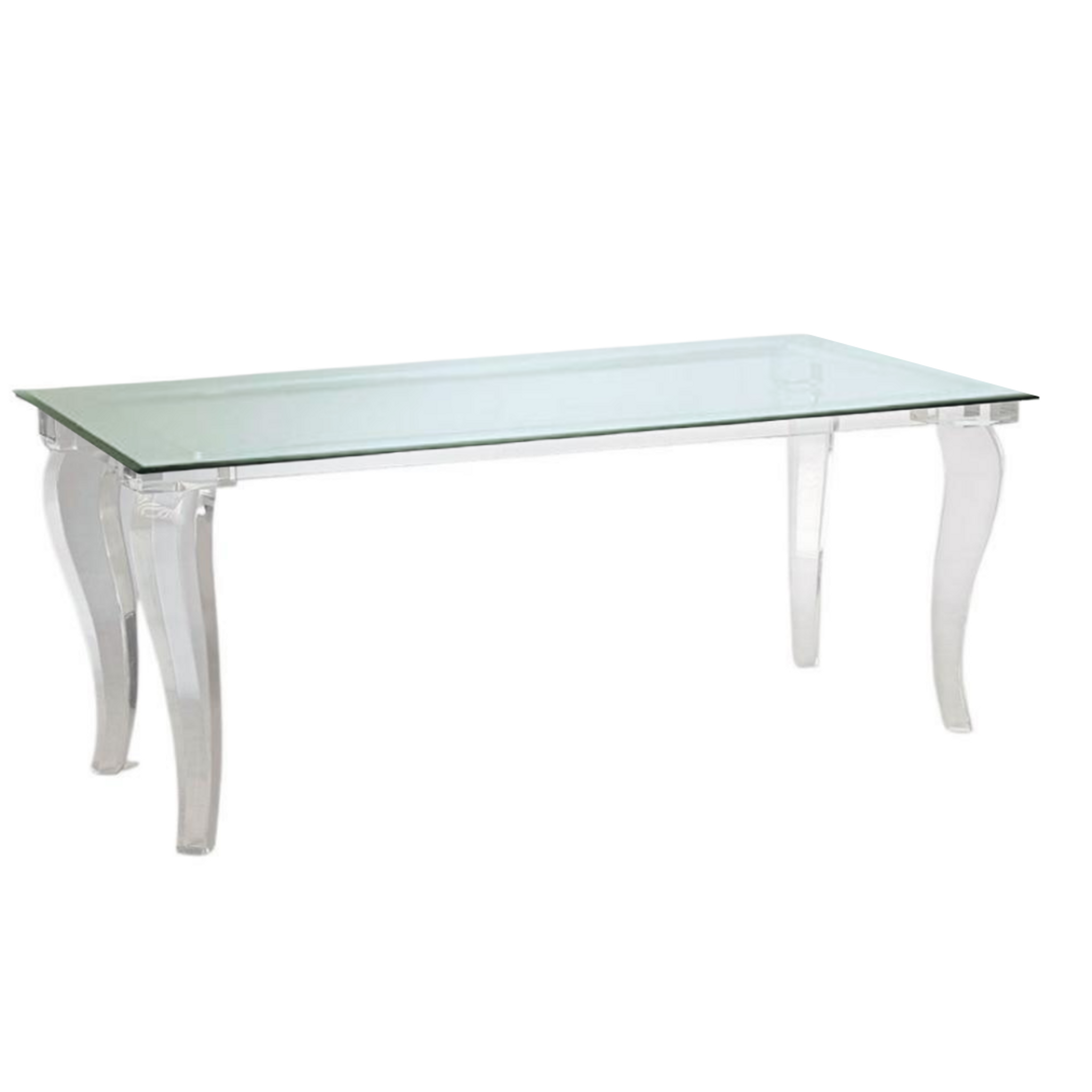 Lucite Carved Leg Rectangular Dining Table with Glass Top