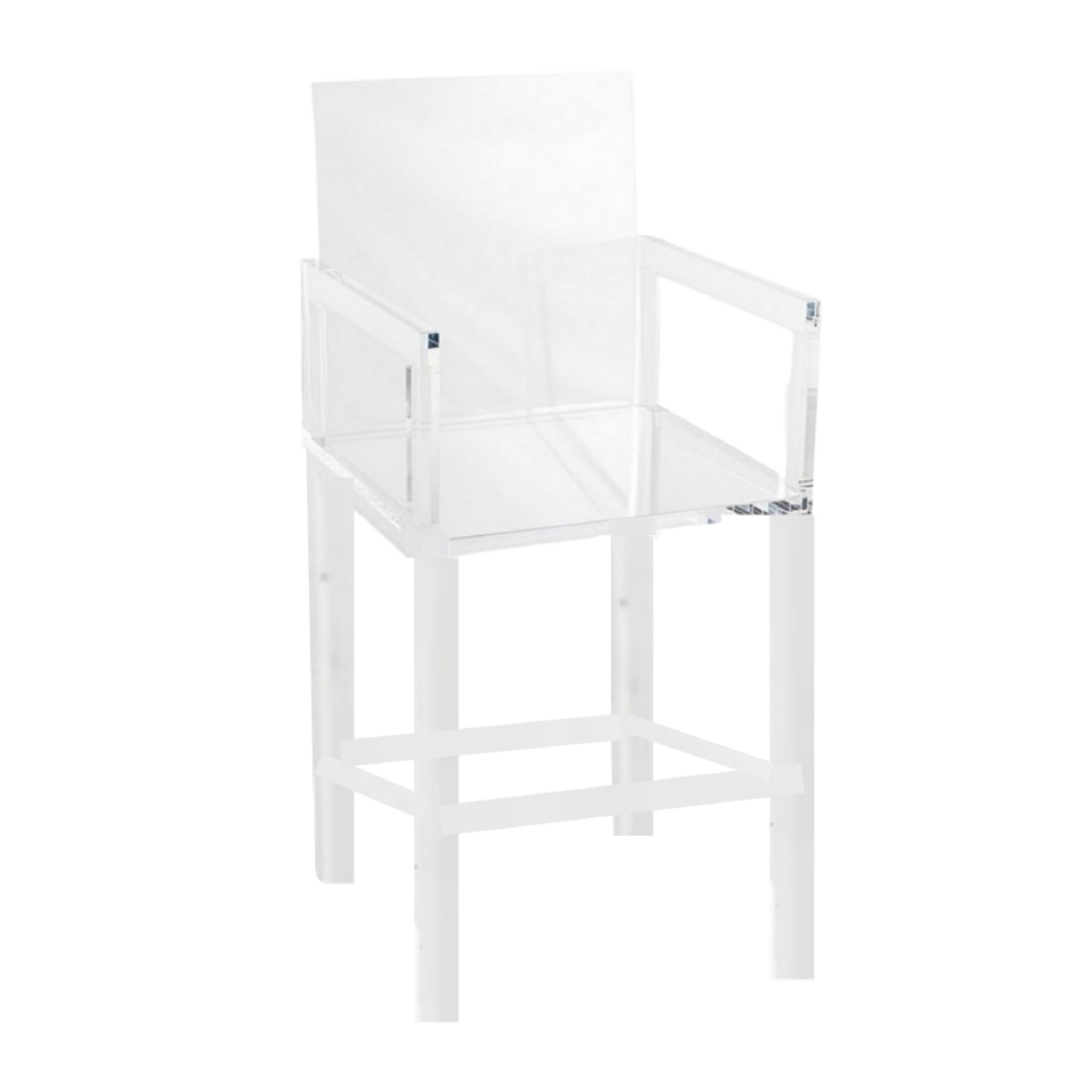 Lucite Square Back Barstool with Arms & Footrest,