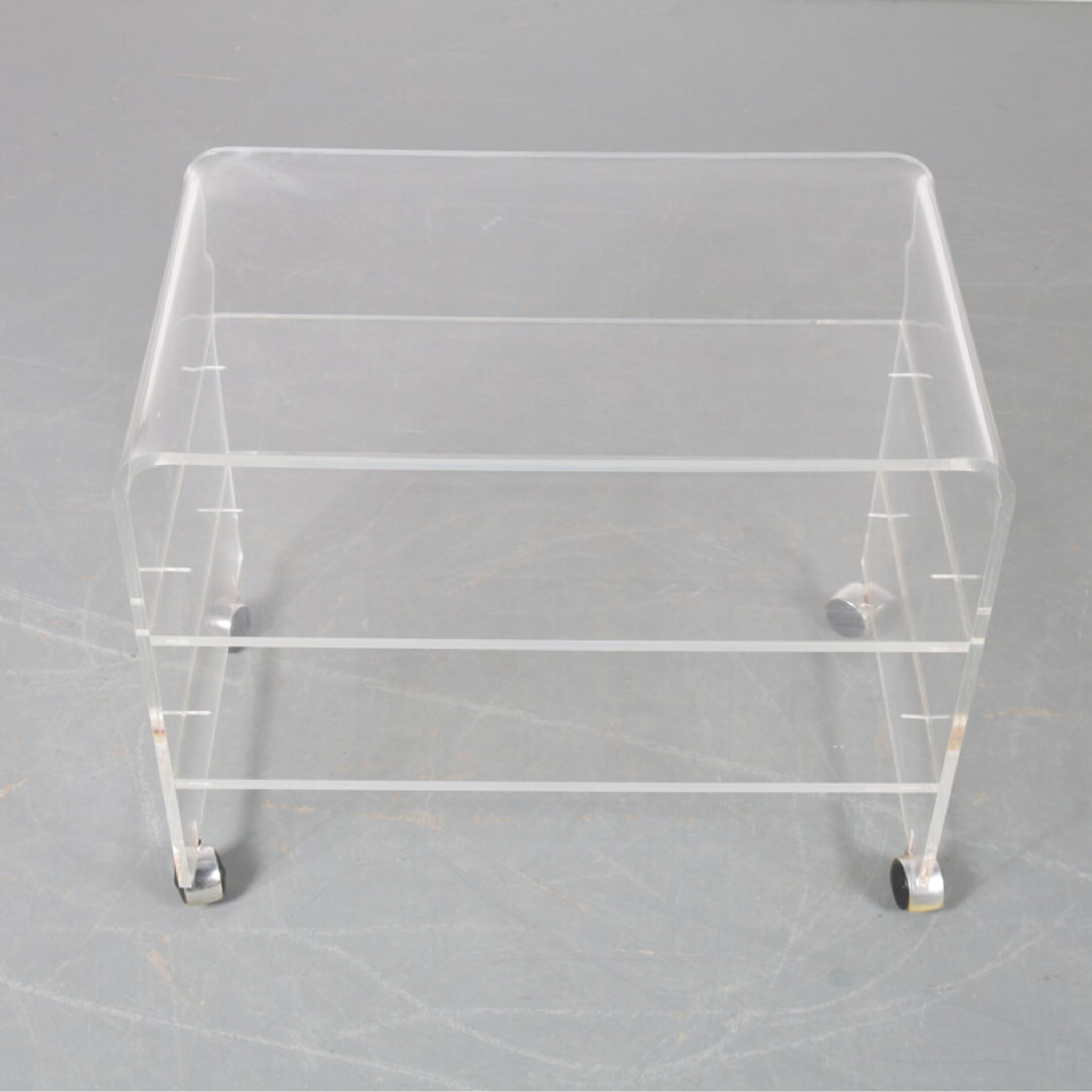 2 shelf clear waterfall caddy storage cart