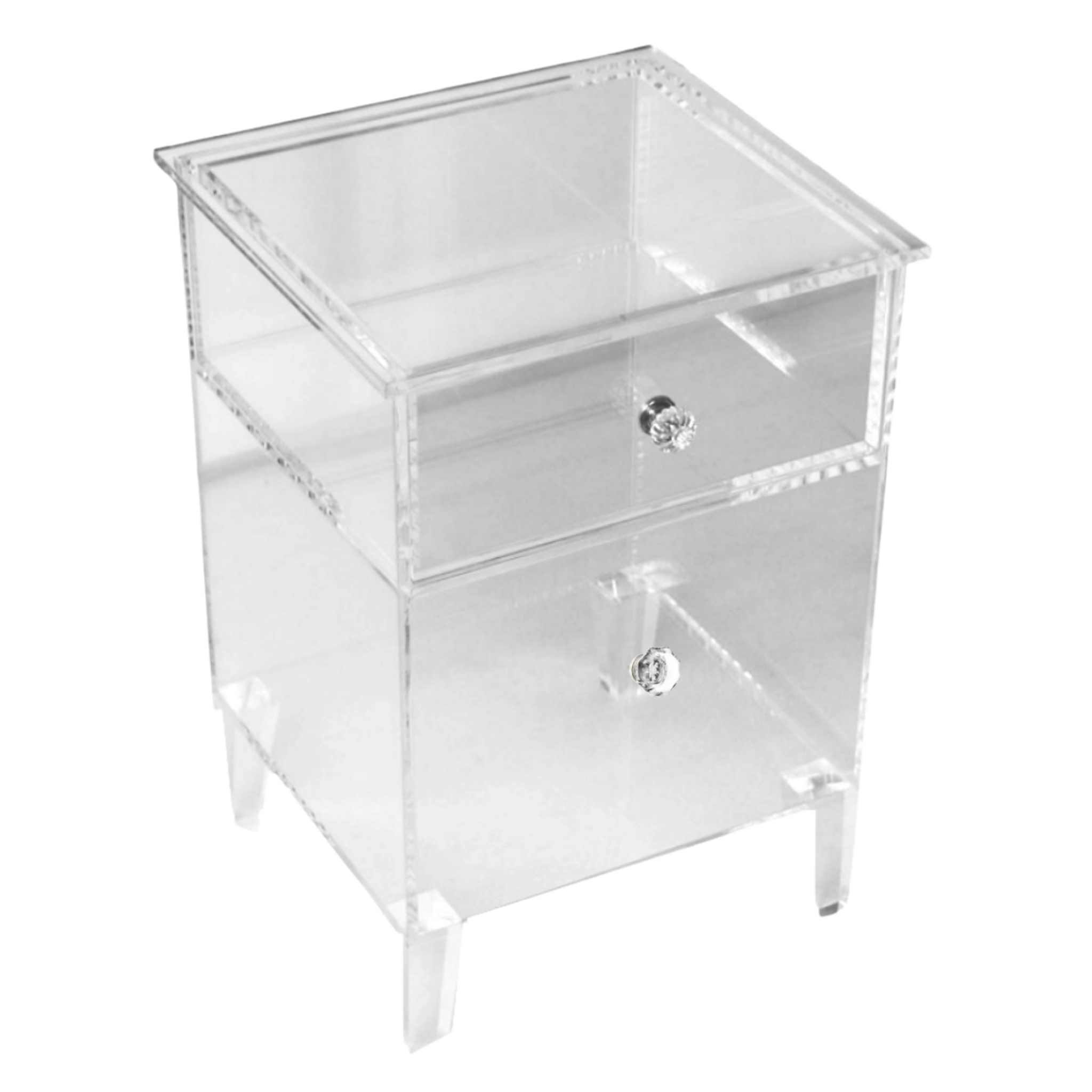 Clear Acrylic Nightstand with 1 Clear Storage Drawer