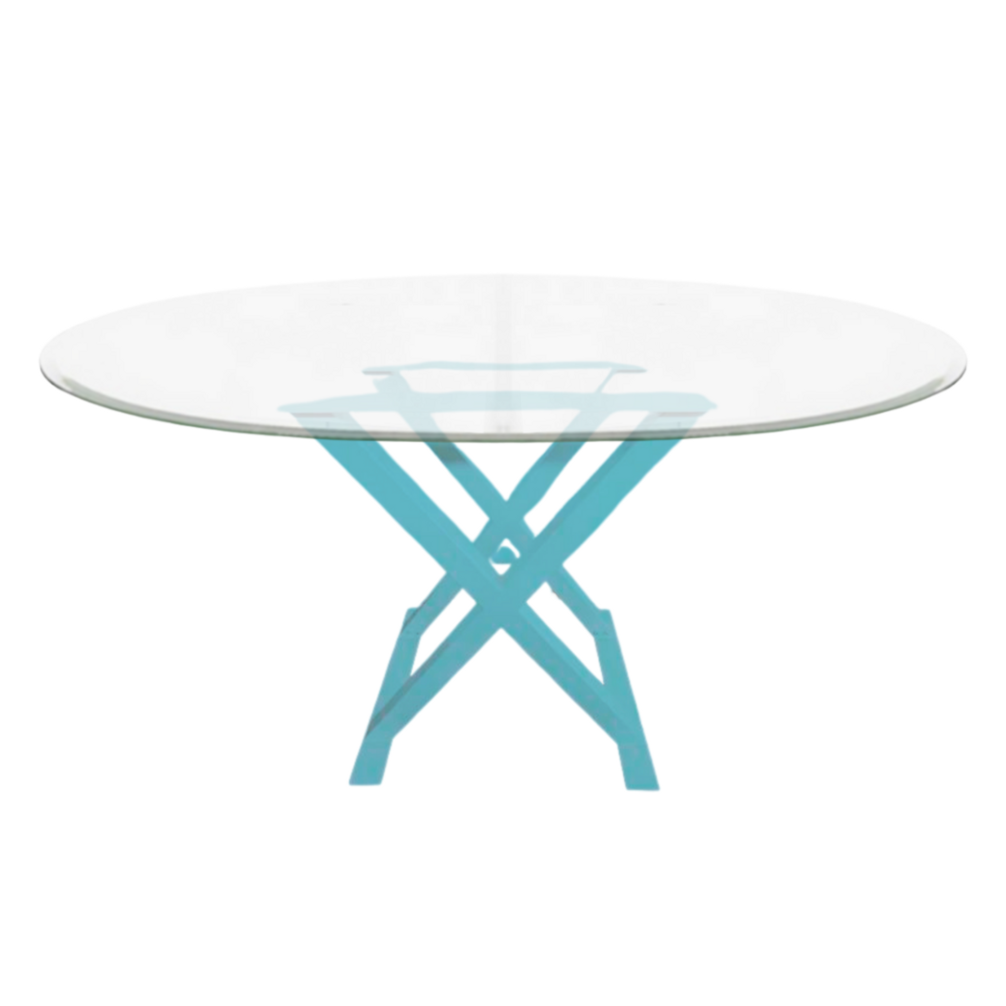 Color Metal Double X Base Round Table with Lucite Top