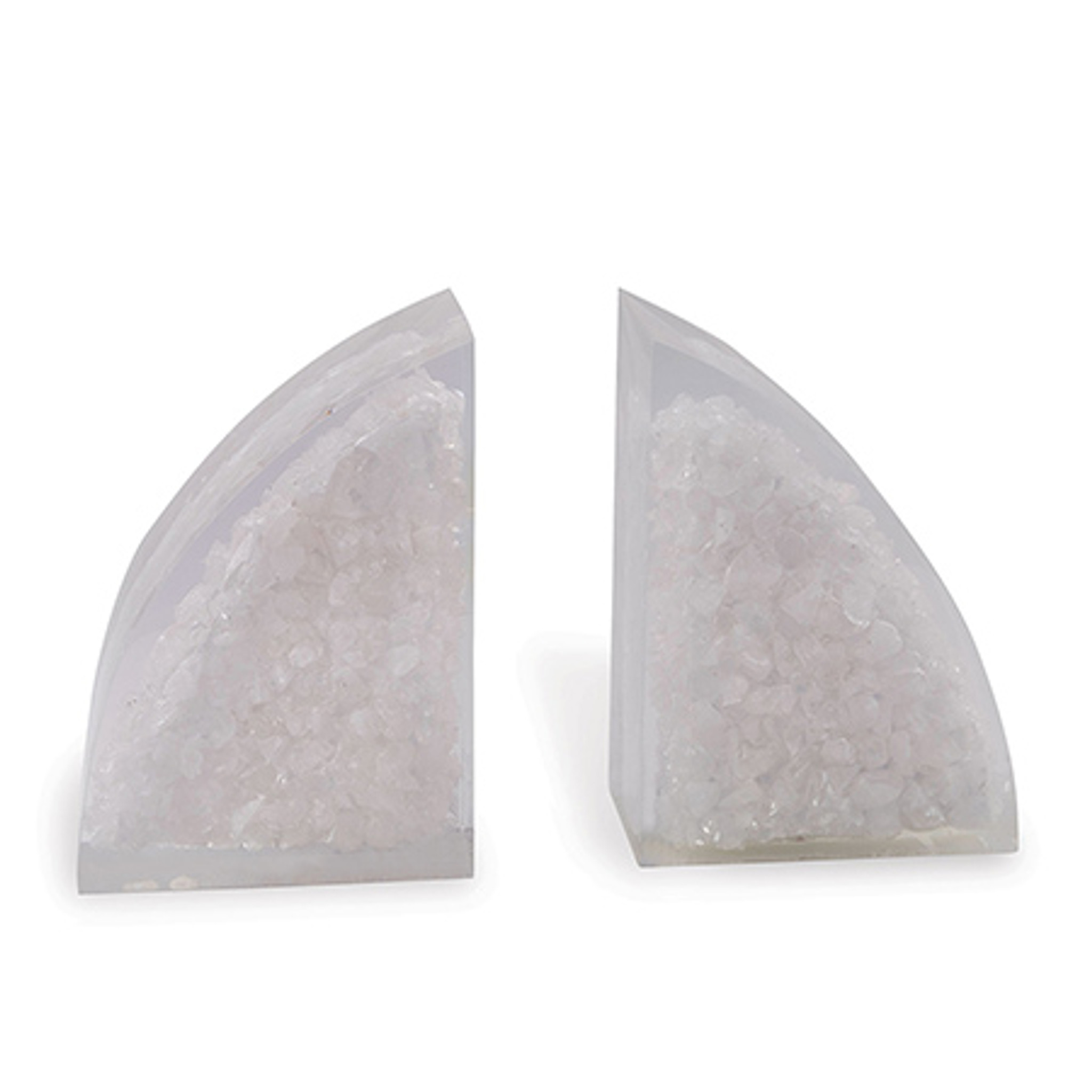  Quartz and Clear Resin Half Moon Bookends