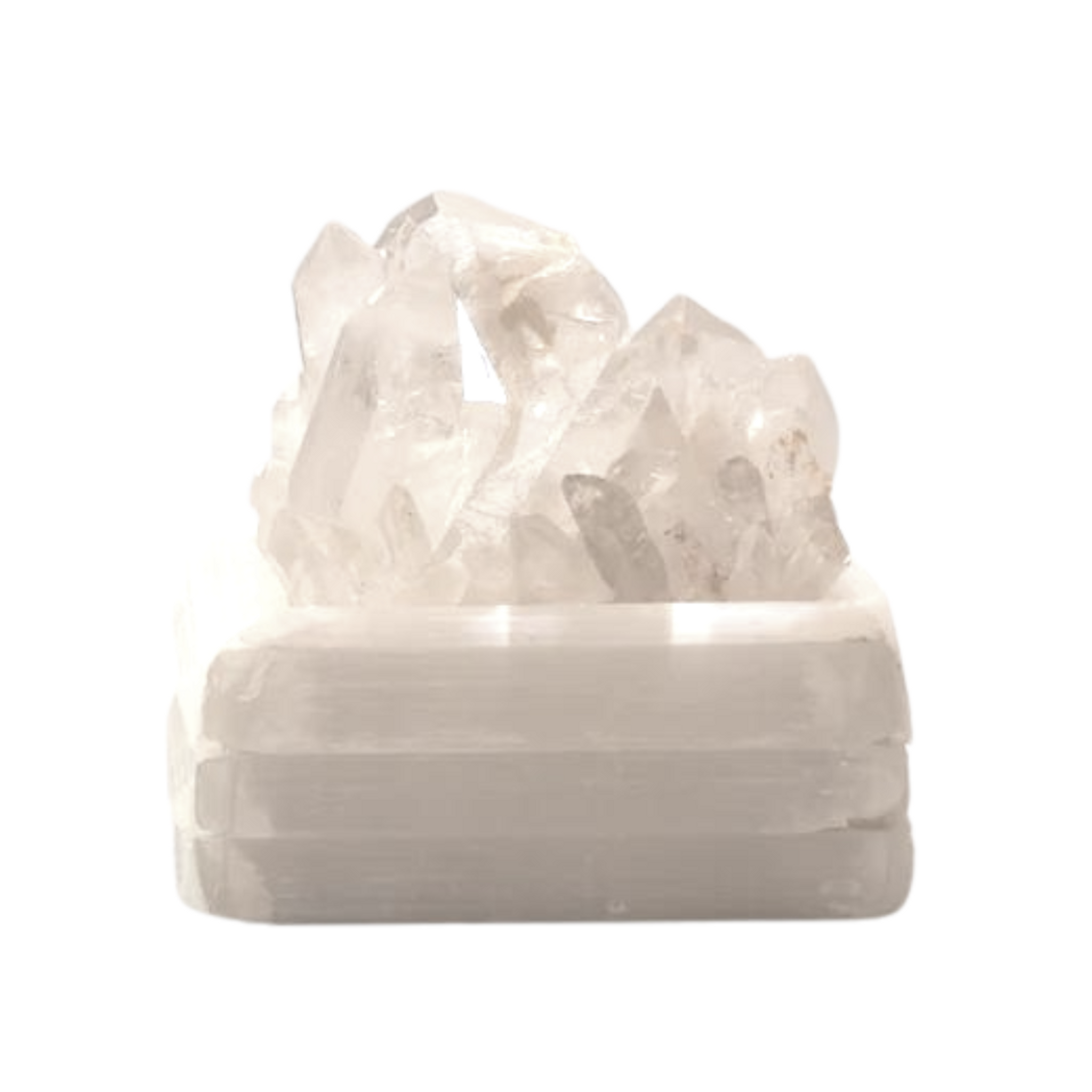 White Selenite Decorative Box with Quartz Point Crystal Top