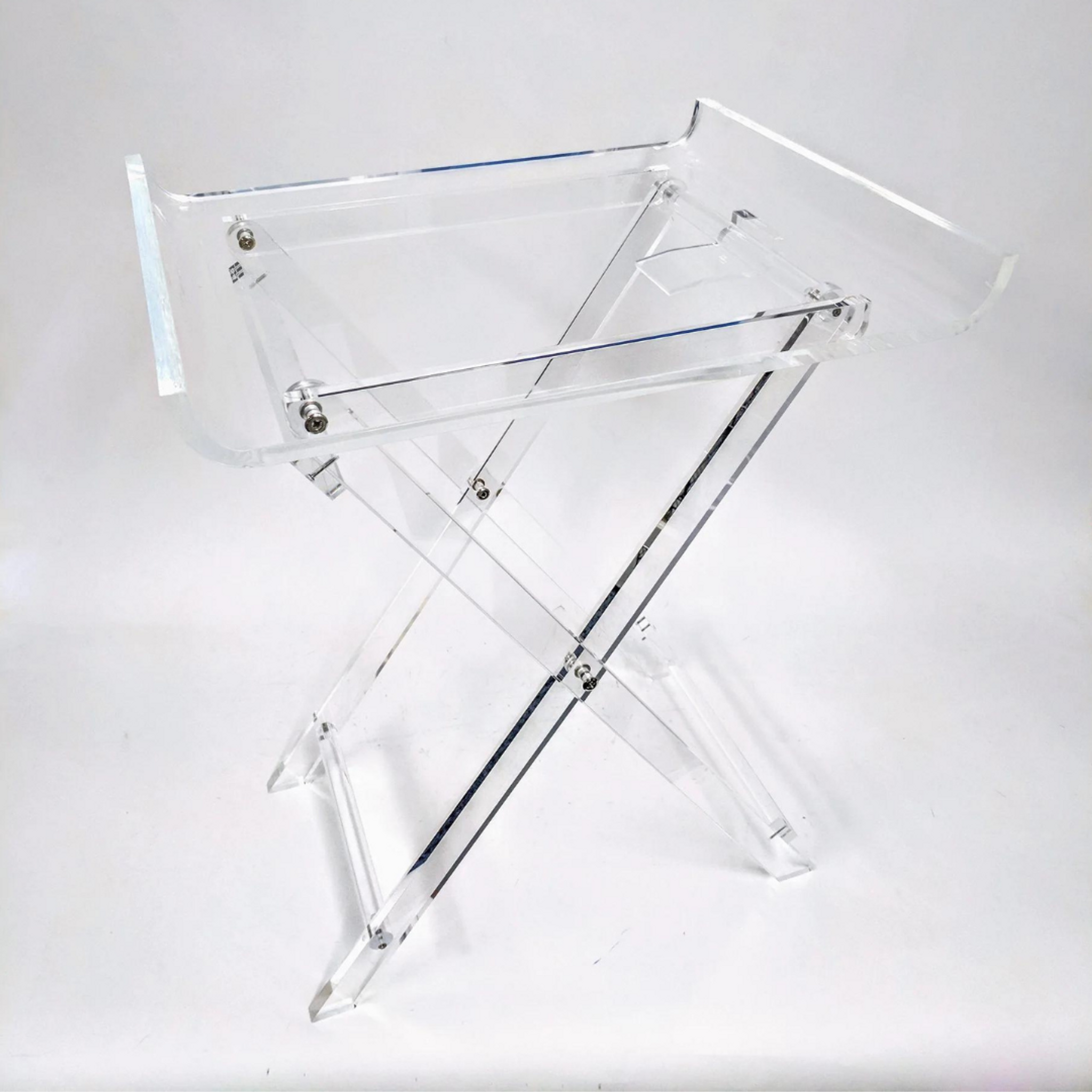 Clear Folding Tray Table with Curved Edges