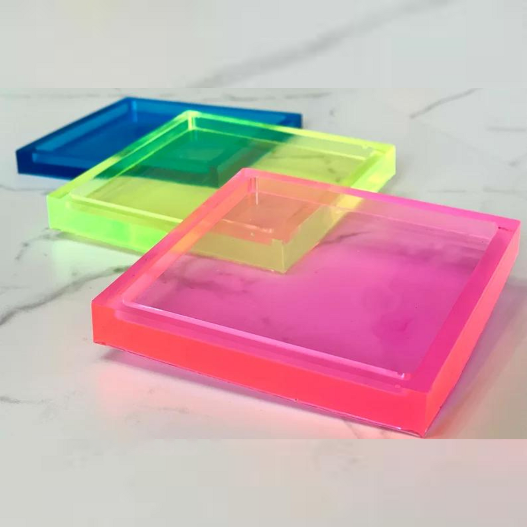 Set of 4 Neon Color Resin Coasters