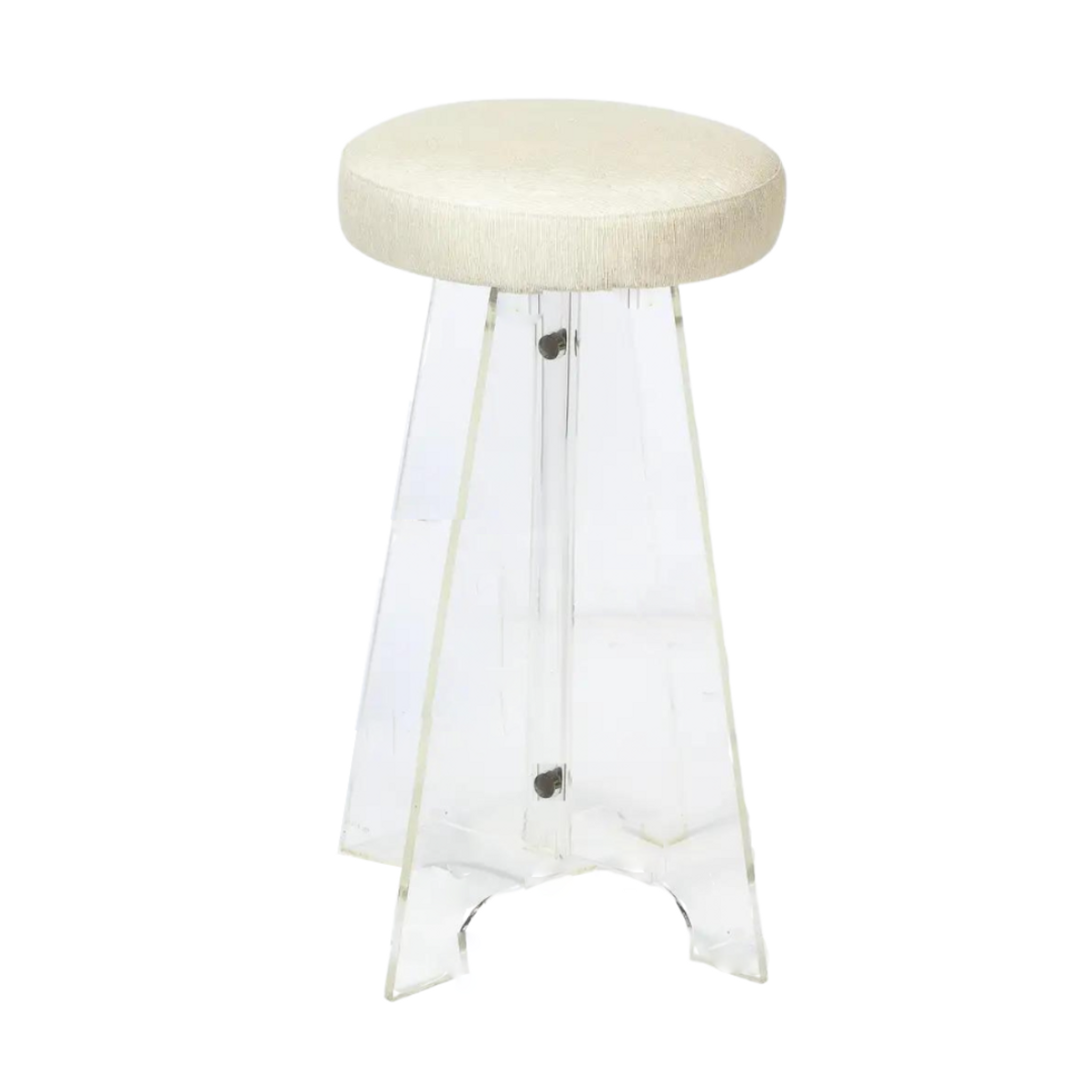 Mid Century Backless Barstool with Ivory Boucle Seat